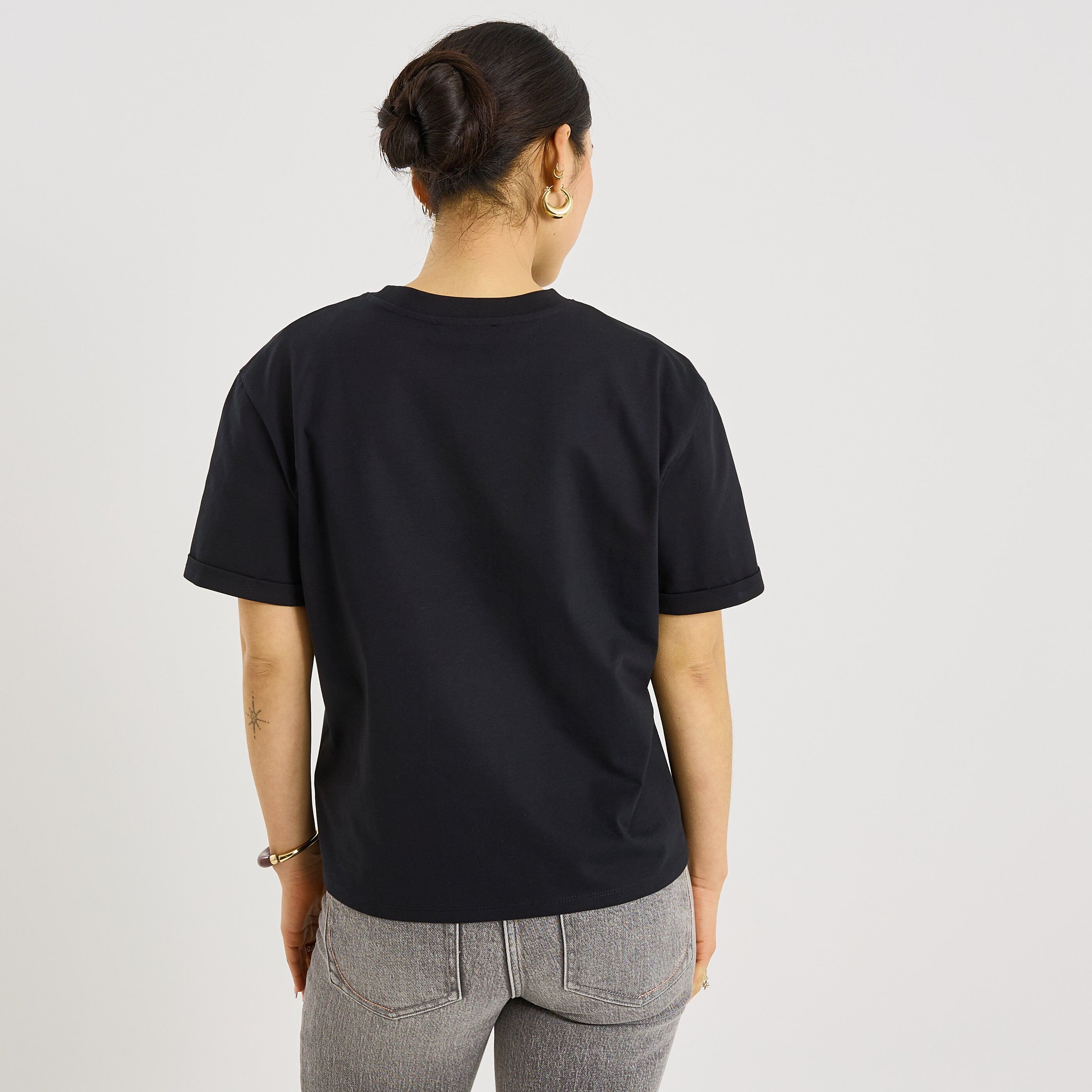 T-shirt col rond broderie femme