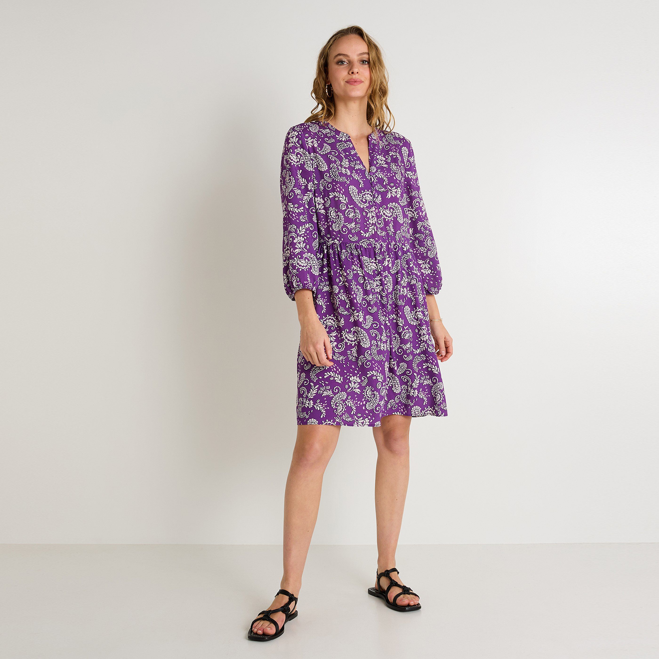 Robe fluide imprim&eacute;e femme