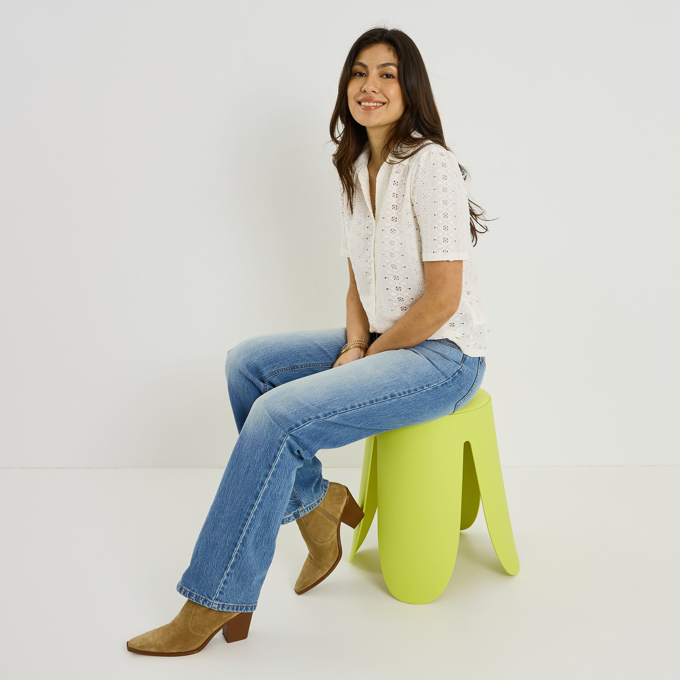 Chemise en maille ajour&eacute;e femme