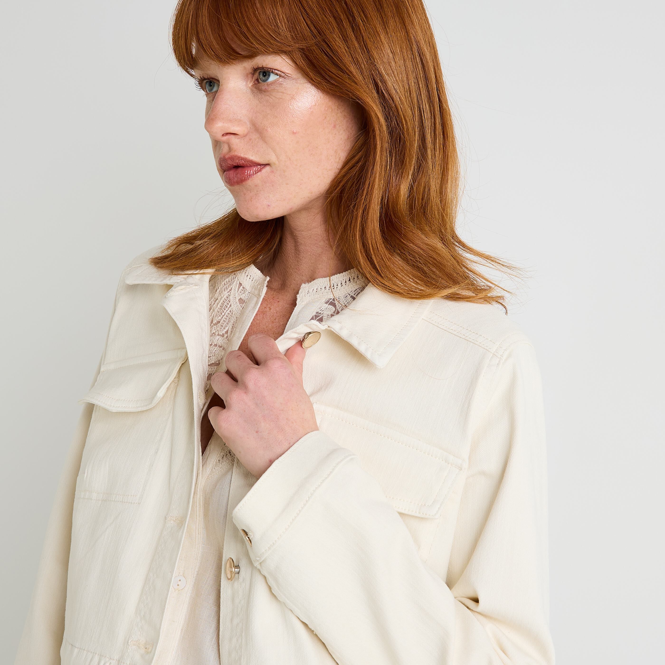 Veste saharienne denim femme