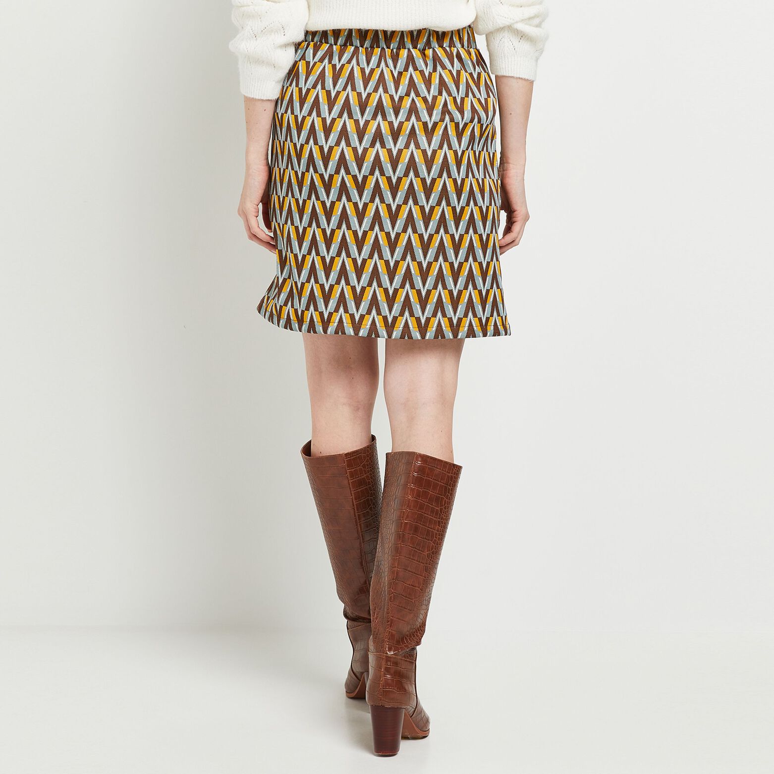 Jupe boutonnée jacquard femme