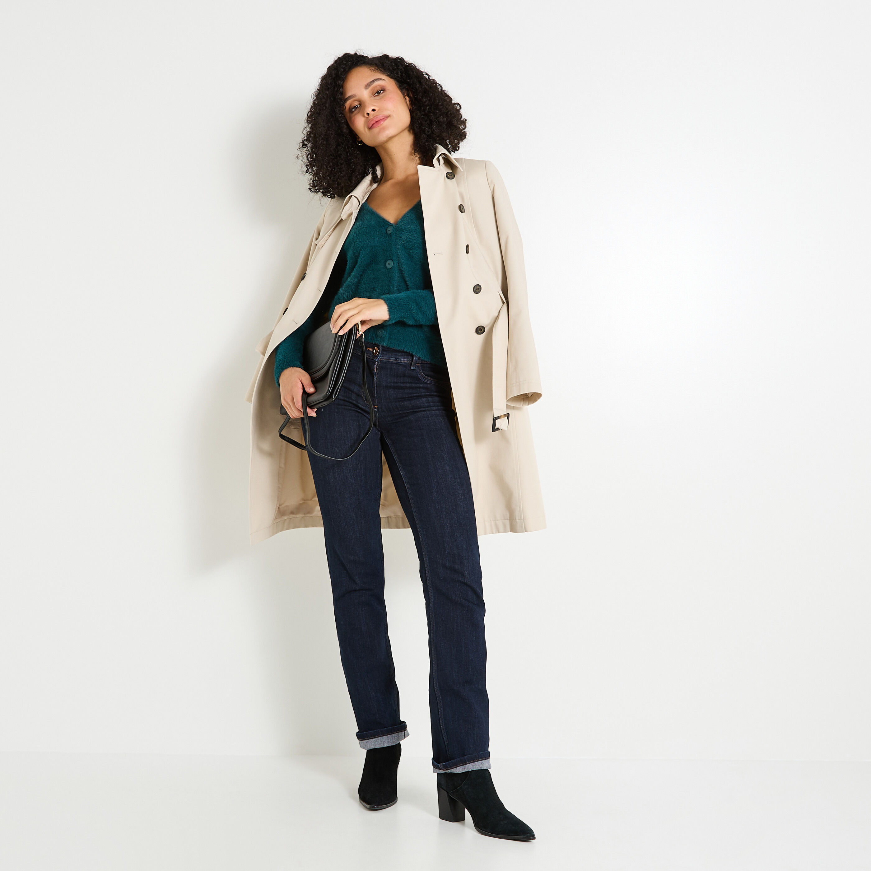 Gilet fluffy col V femme