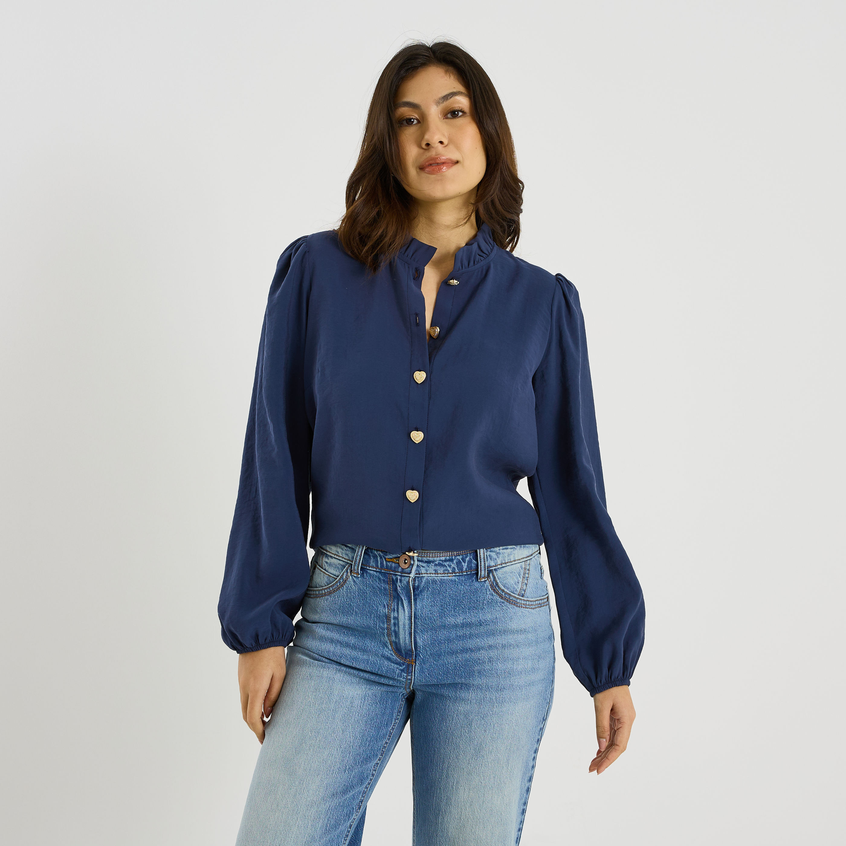 Chemise boutons c&oelig;urs femme