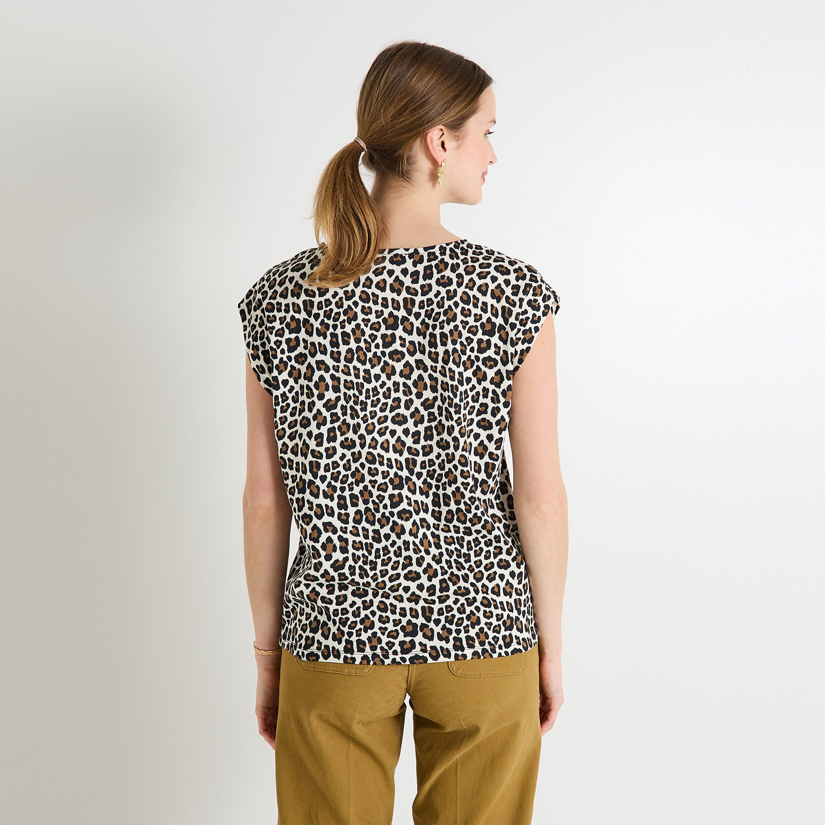 T-shirt imprim&eacute; l&eacute;opard femme