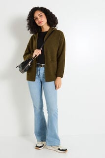 Gilet mi-long à capuche femme
