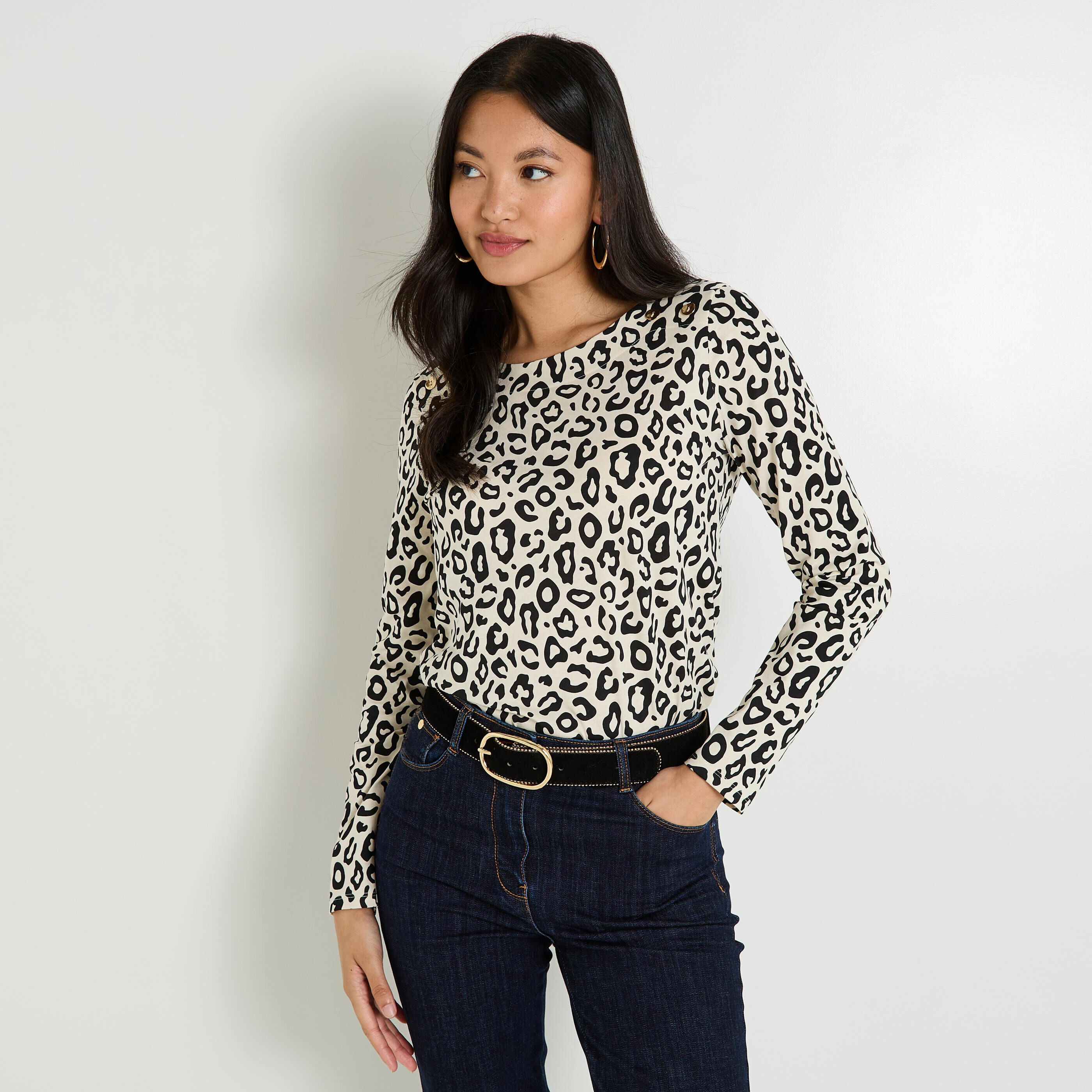 T-shirt imprim&eacute; l&eacute;opard femme