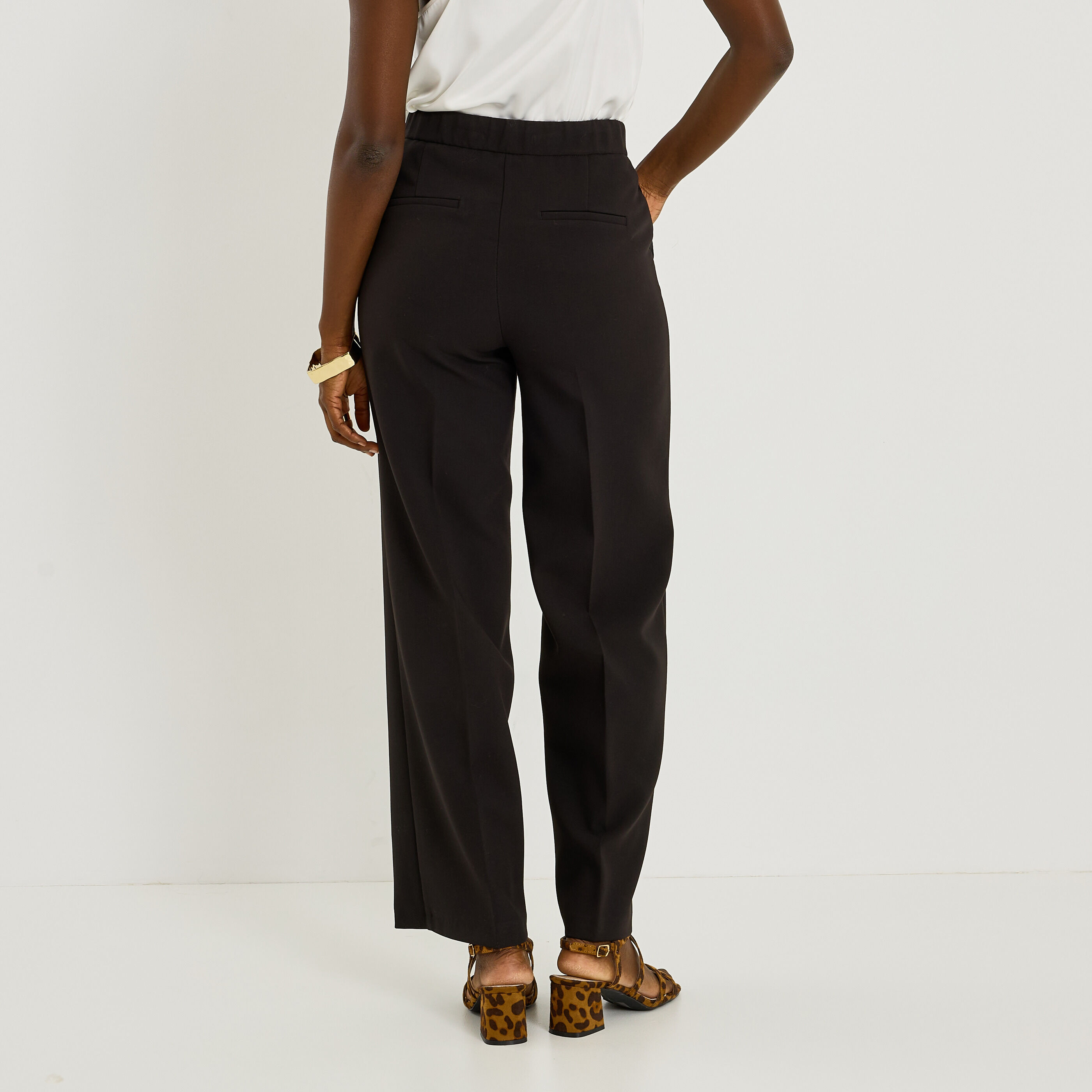 Pantalon large &agrave; pont femme