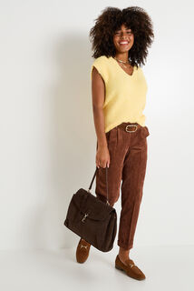 Pantalon en velours à revers femme