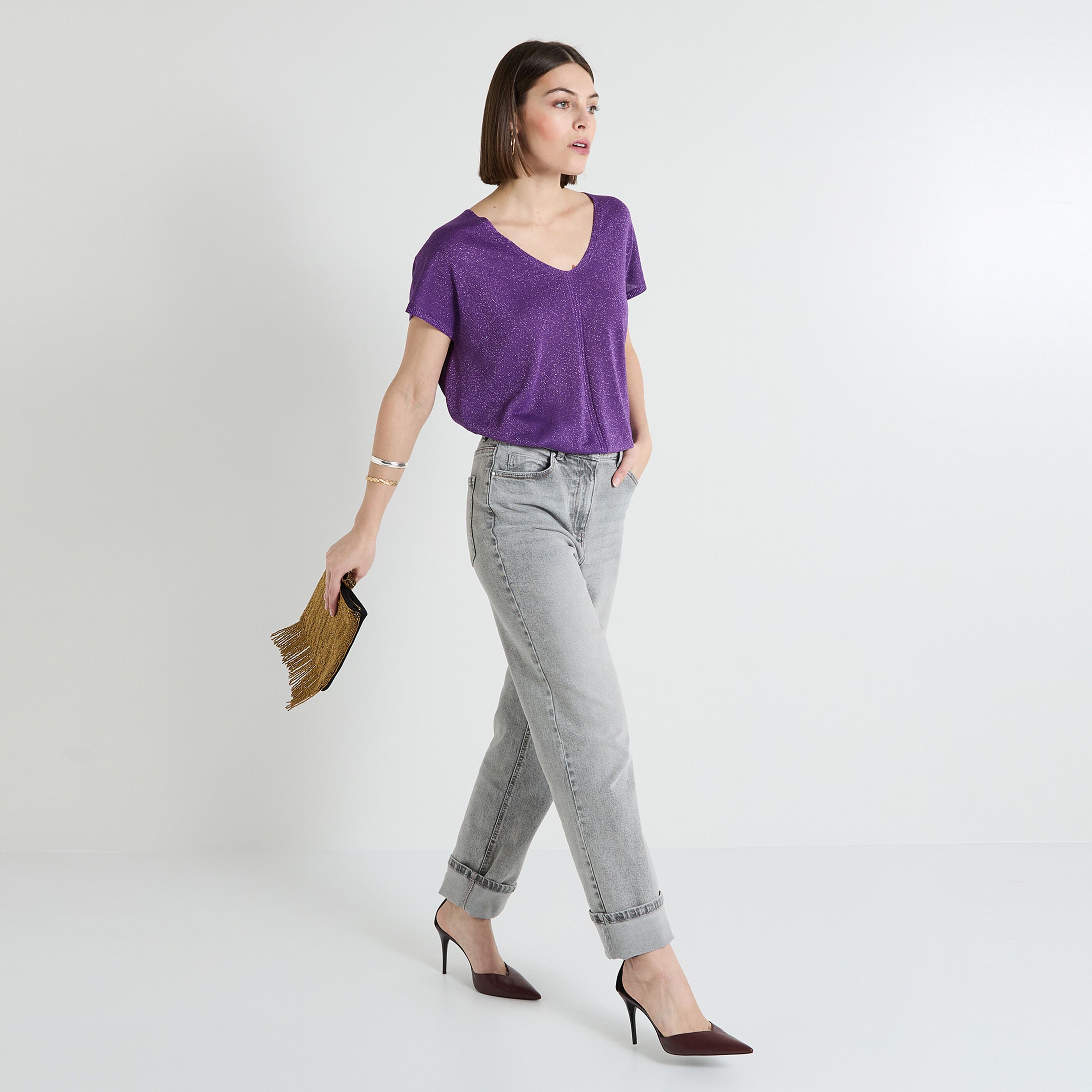 Pull manches courtes femme