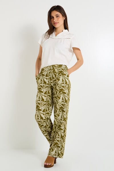 Pantalon imprimé feuillage femme