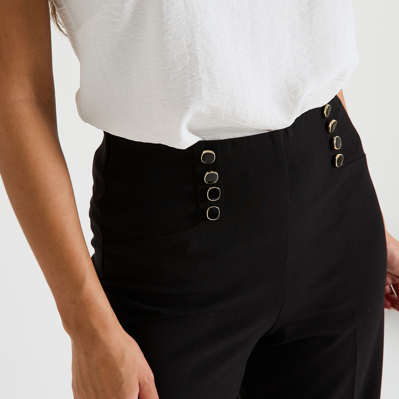 Pantalon large à pont femme