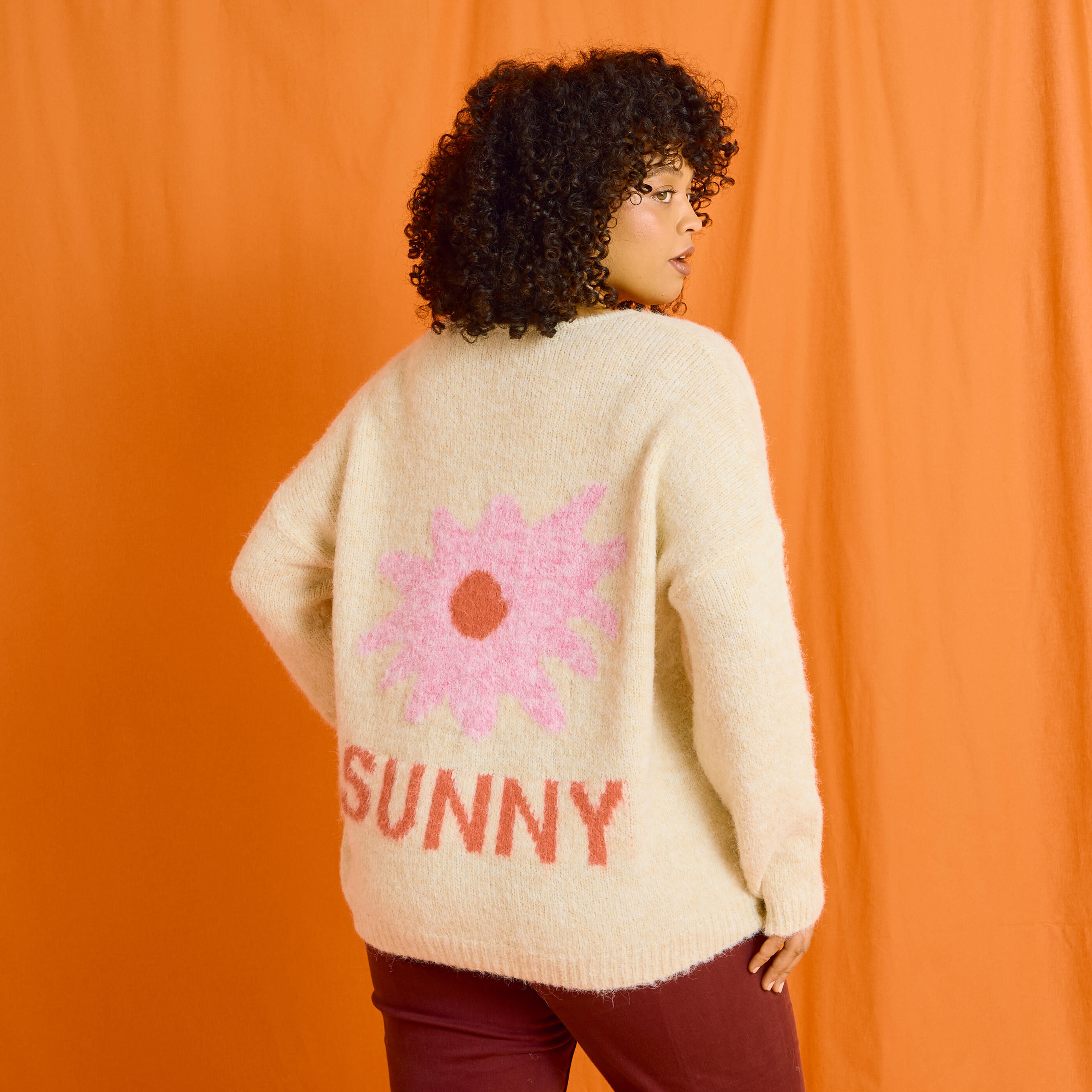 Pull imprim&eacute; color&eacute; femme