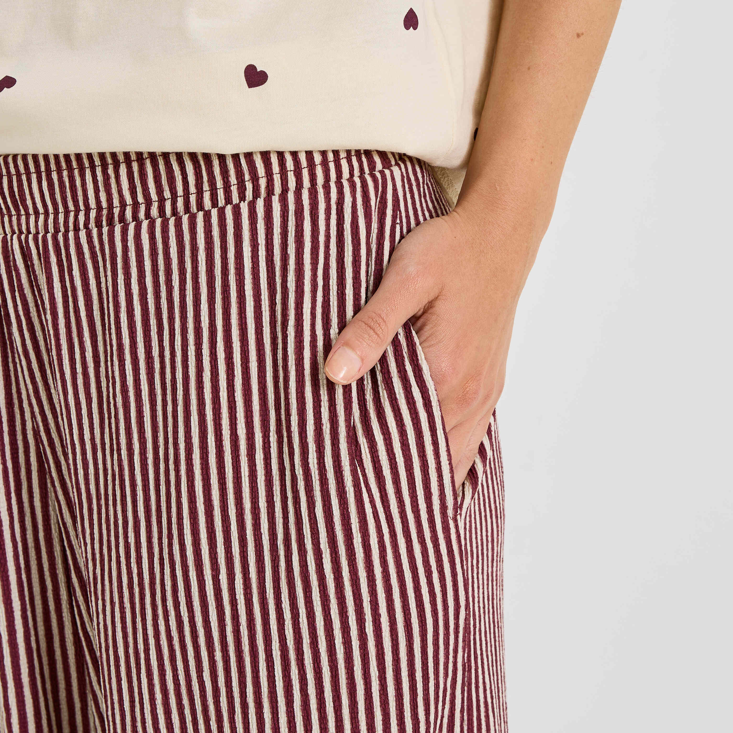 Pantalon de pyjama ray&eacute; seersucker femme