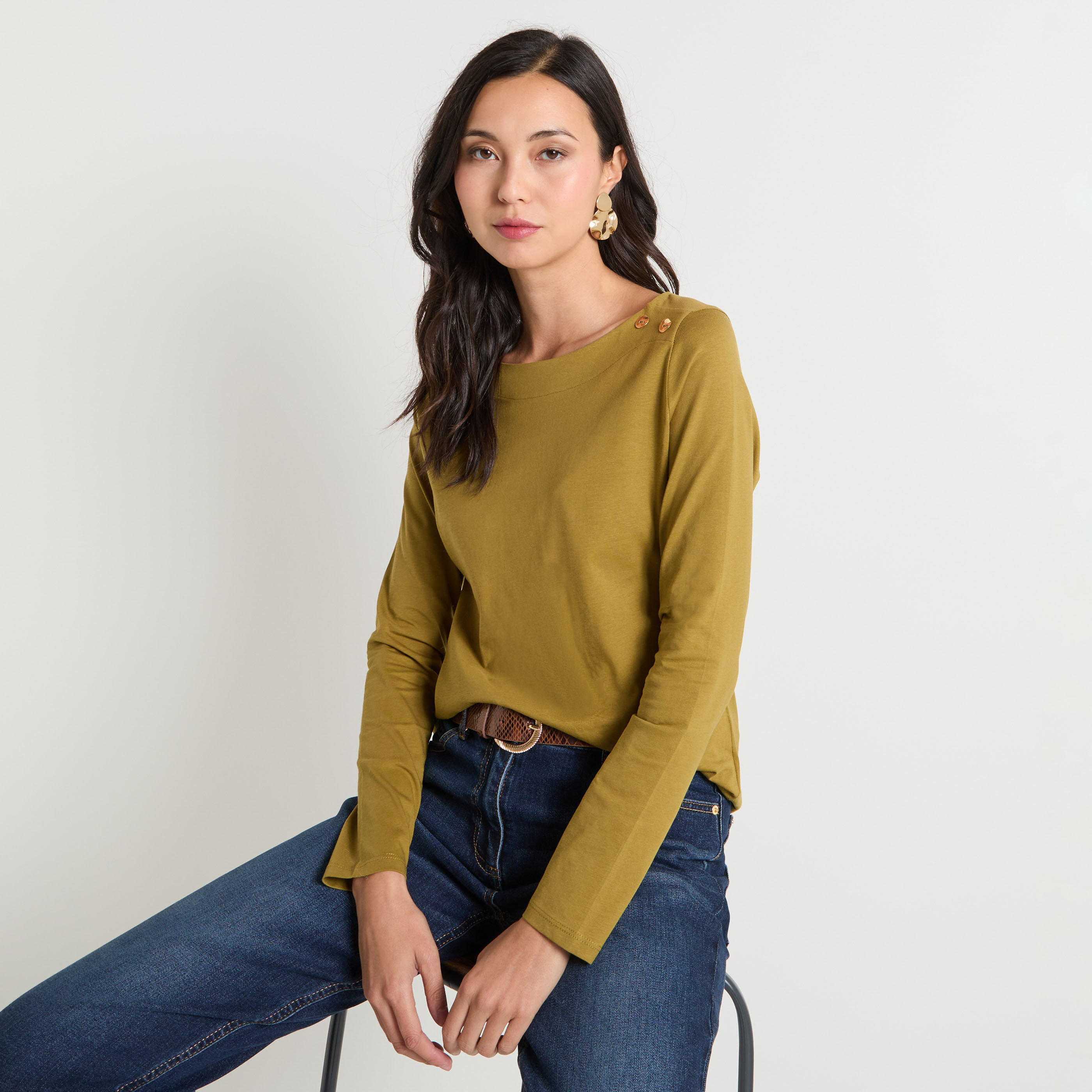 T-shirt col bateau femme