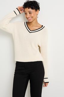 Pull col V femme