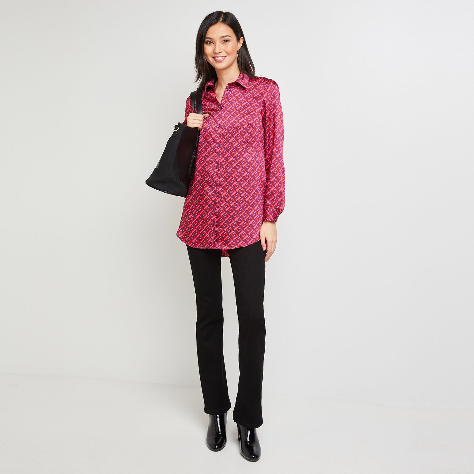 Chemise imprimée rose femme