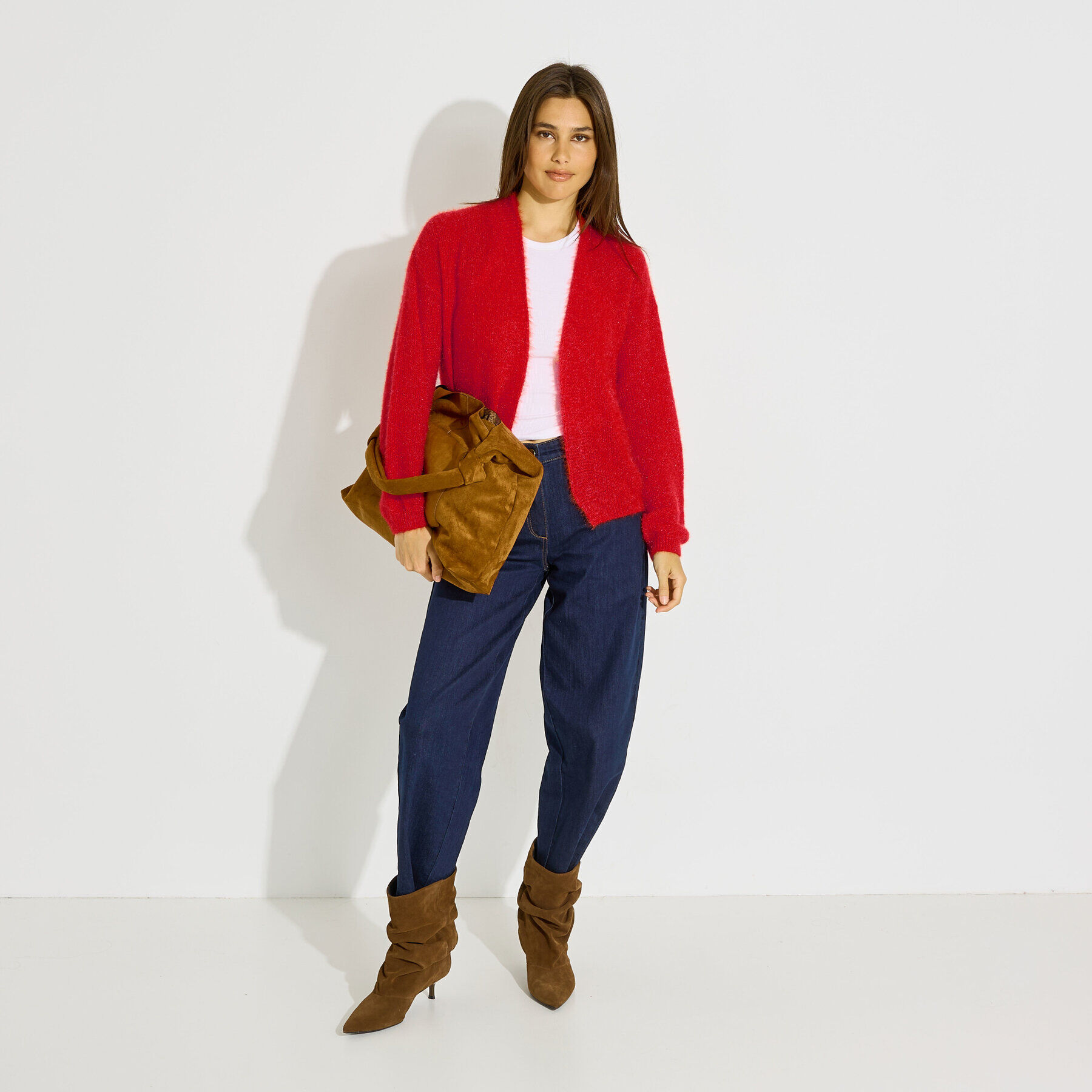 Gilet fluffy ouvert femme