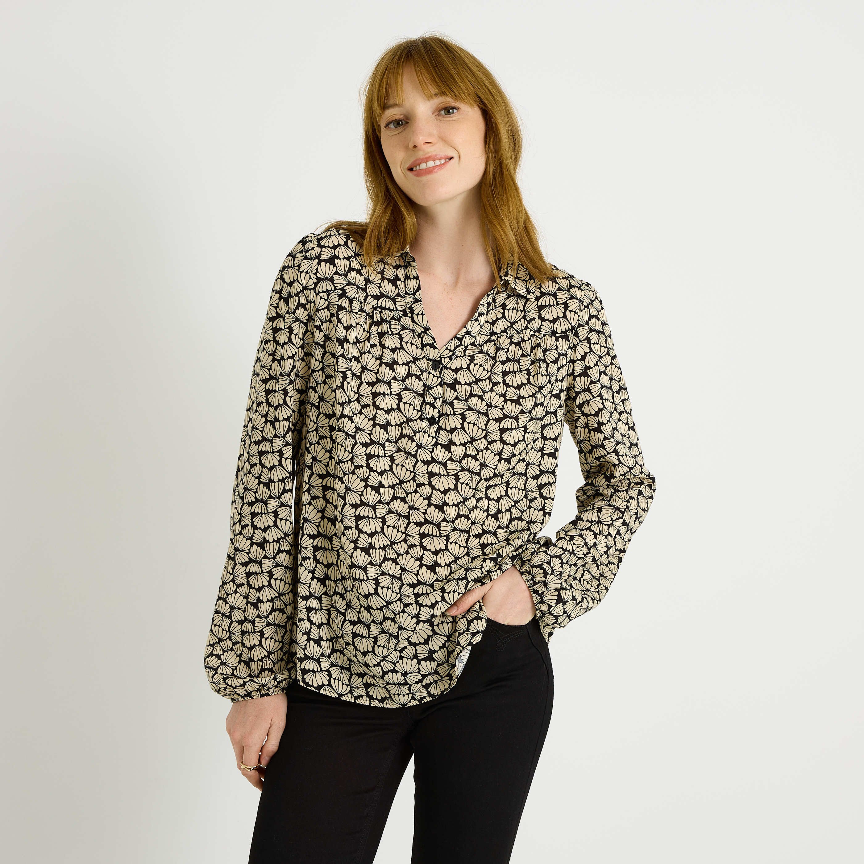 Blouse imprim&eacute; bicolore femme