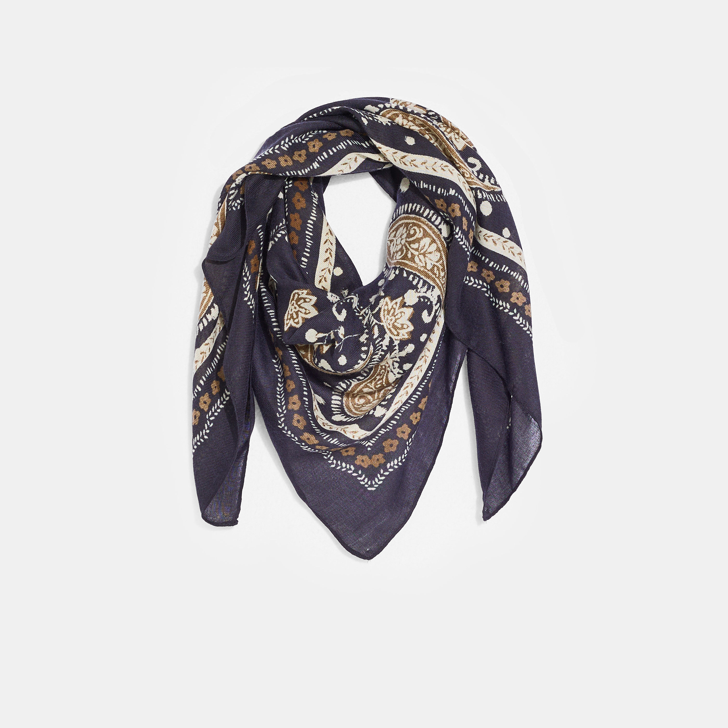 Foulard carr&eacute; imprim&eacute; cachemire femme