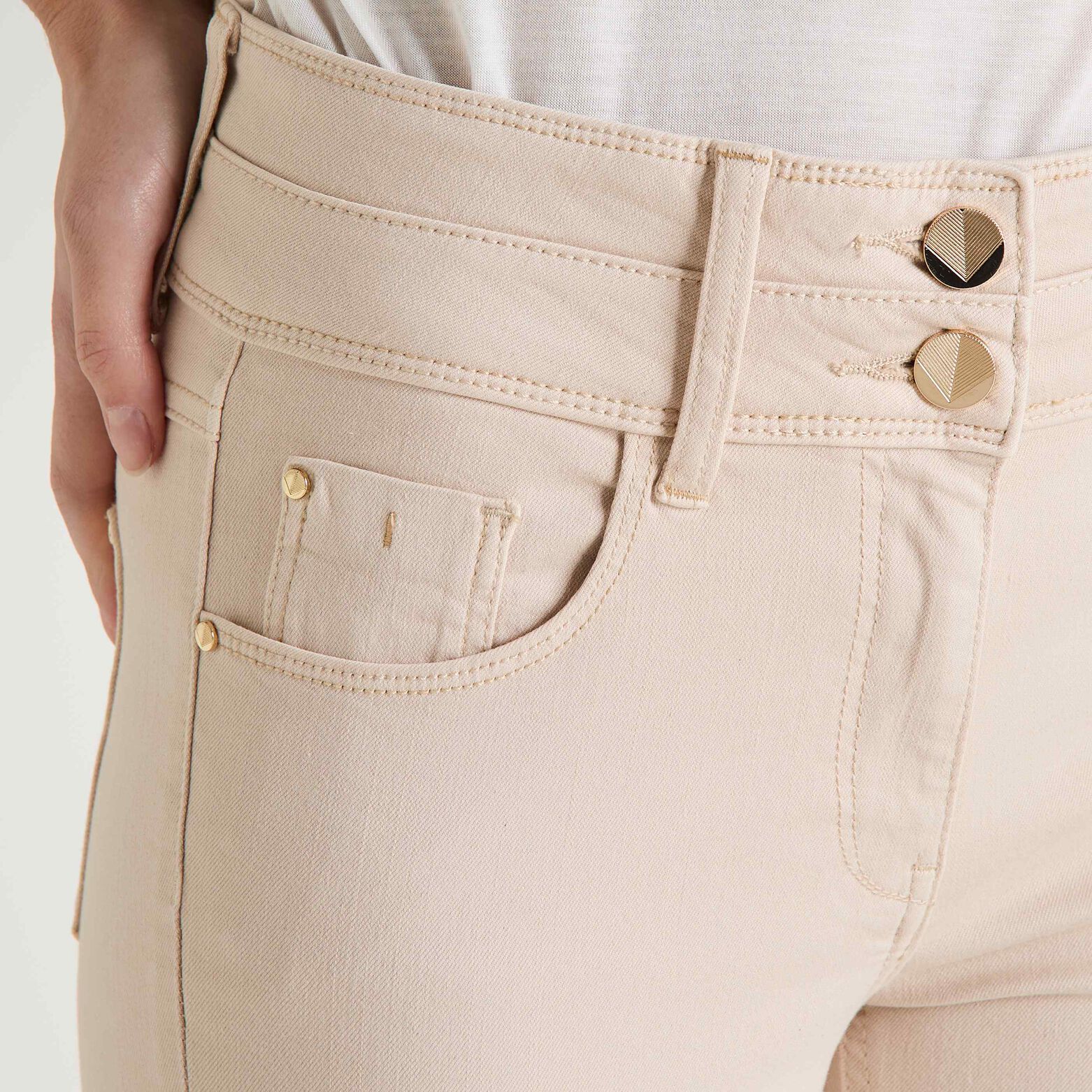 Jean raccourci HANOI R02 femme BEIGE | Graindemalice