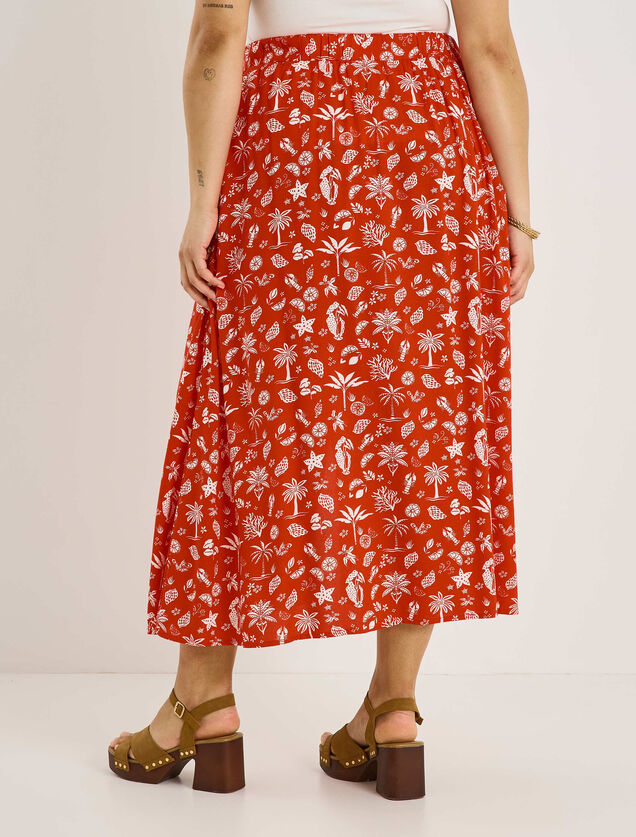 Jupe mi-longue imprim&eacute;e