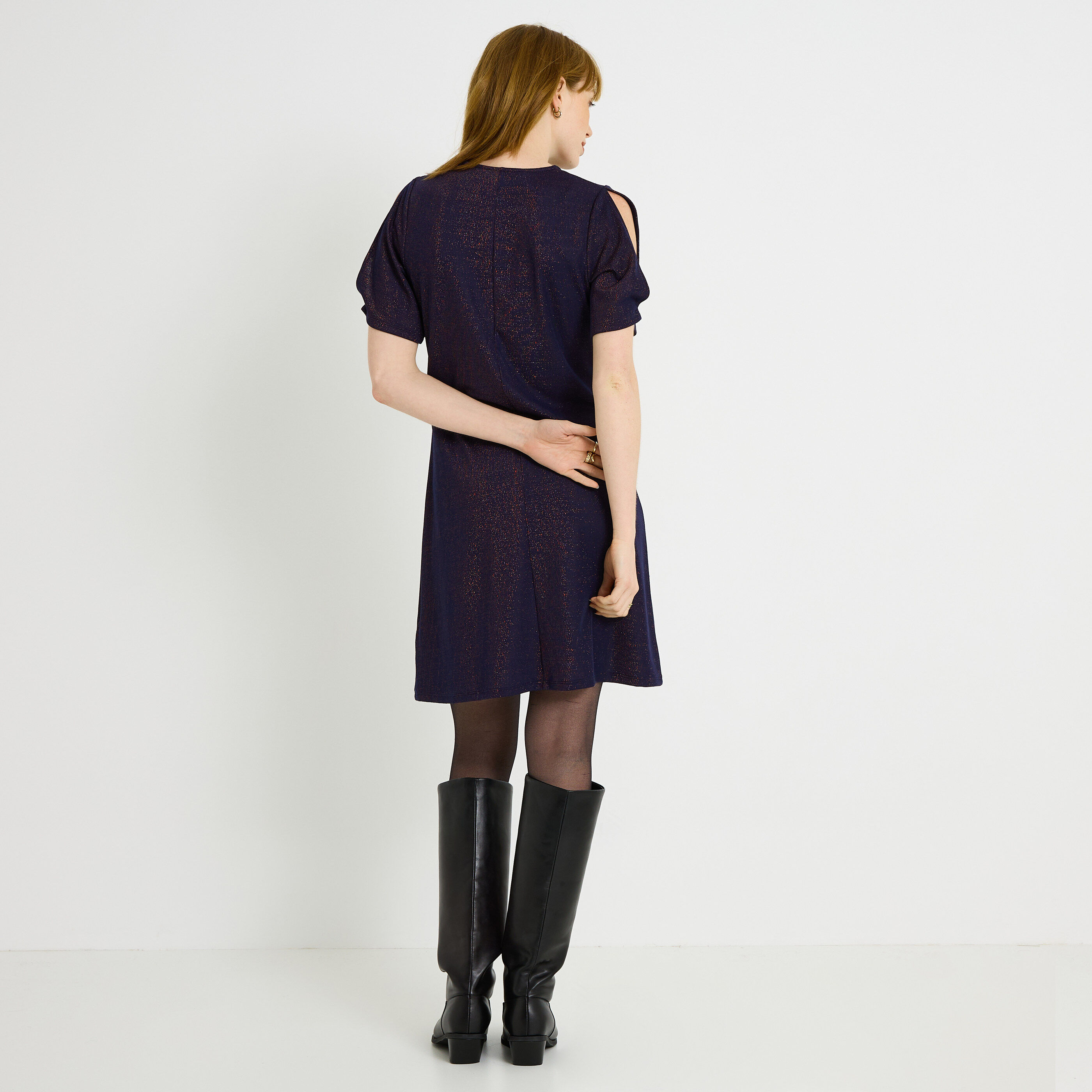 Robe fluide en maille &agrave; paillettes