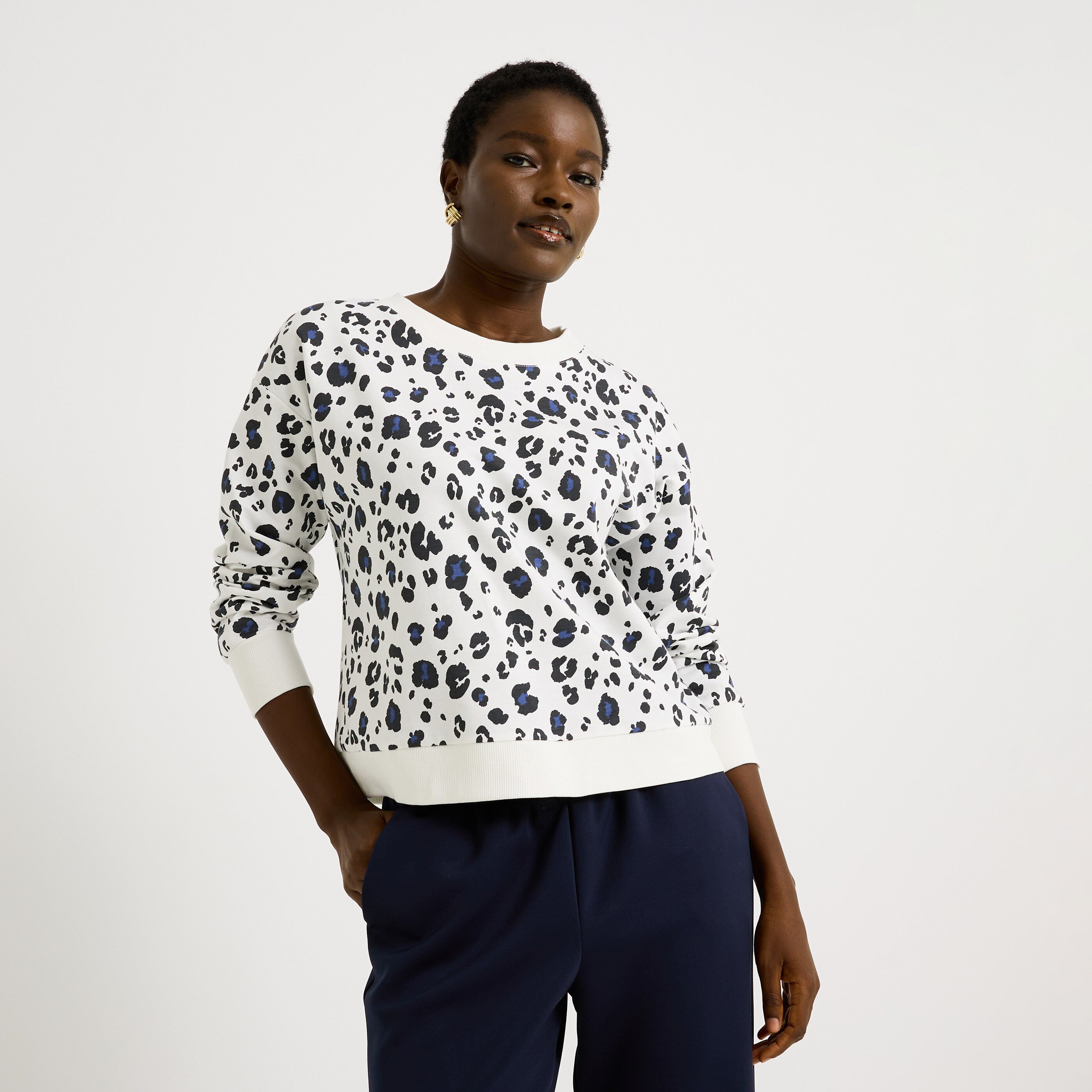 Sweat imprim&eacute; l&eacute;opard femme