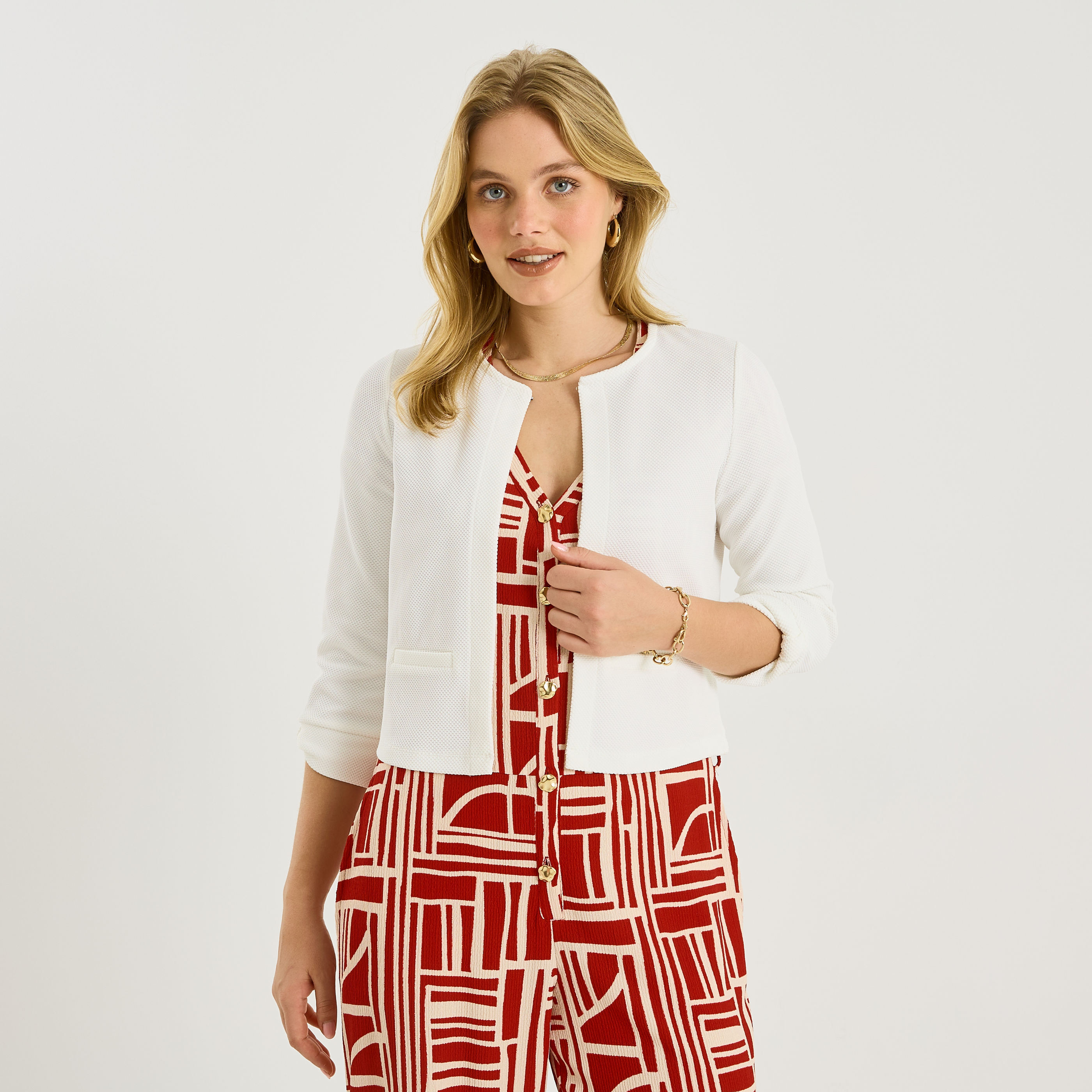 Bol&eacute;ro en maille textur&eacute;e femme