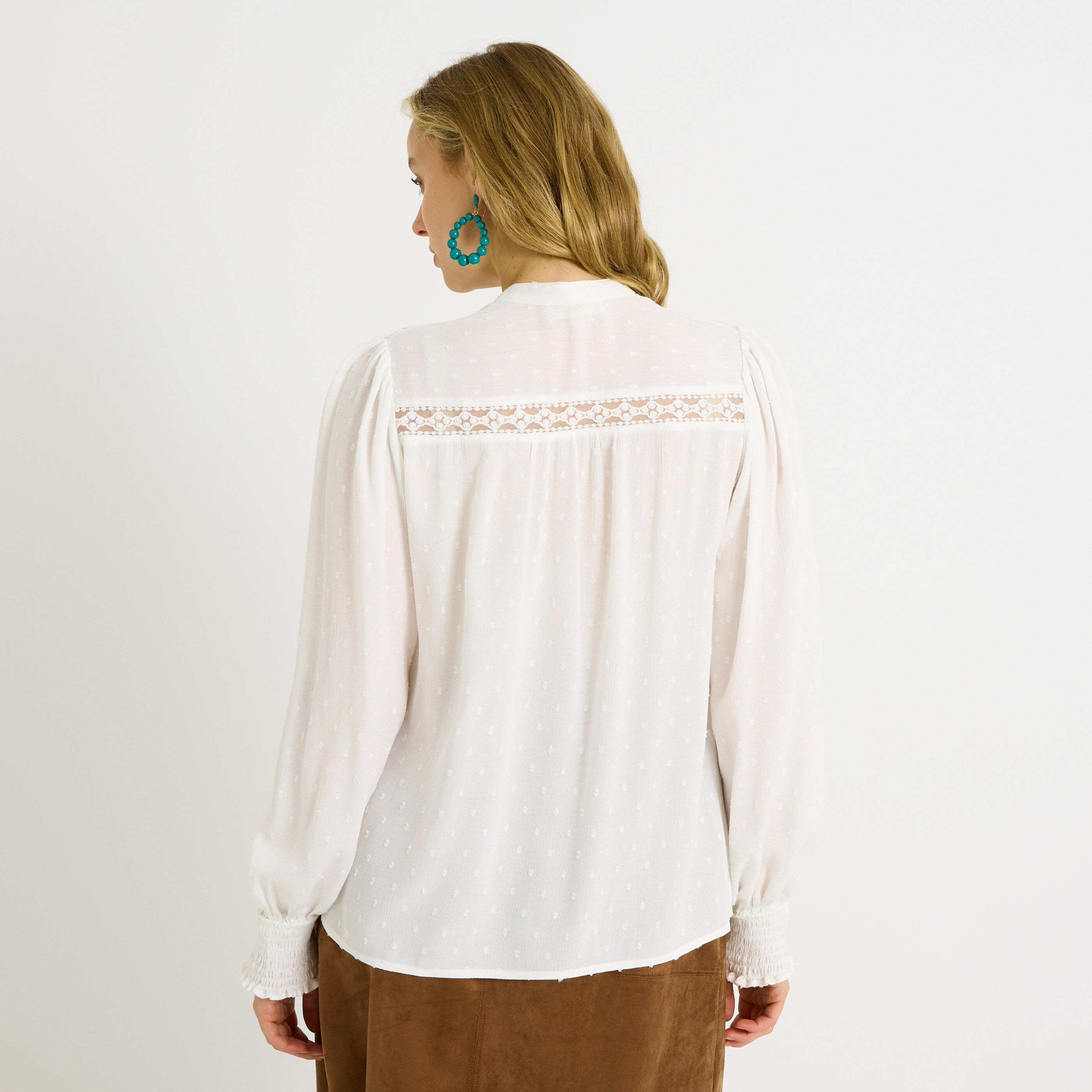 Chemise plumetis col rond femme