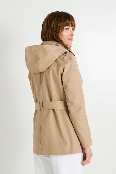 Trench mi-long à capuche femme