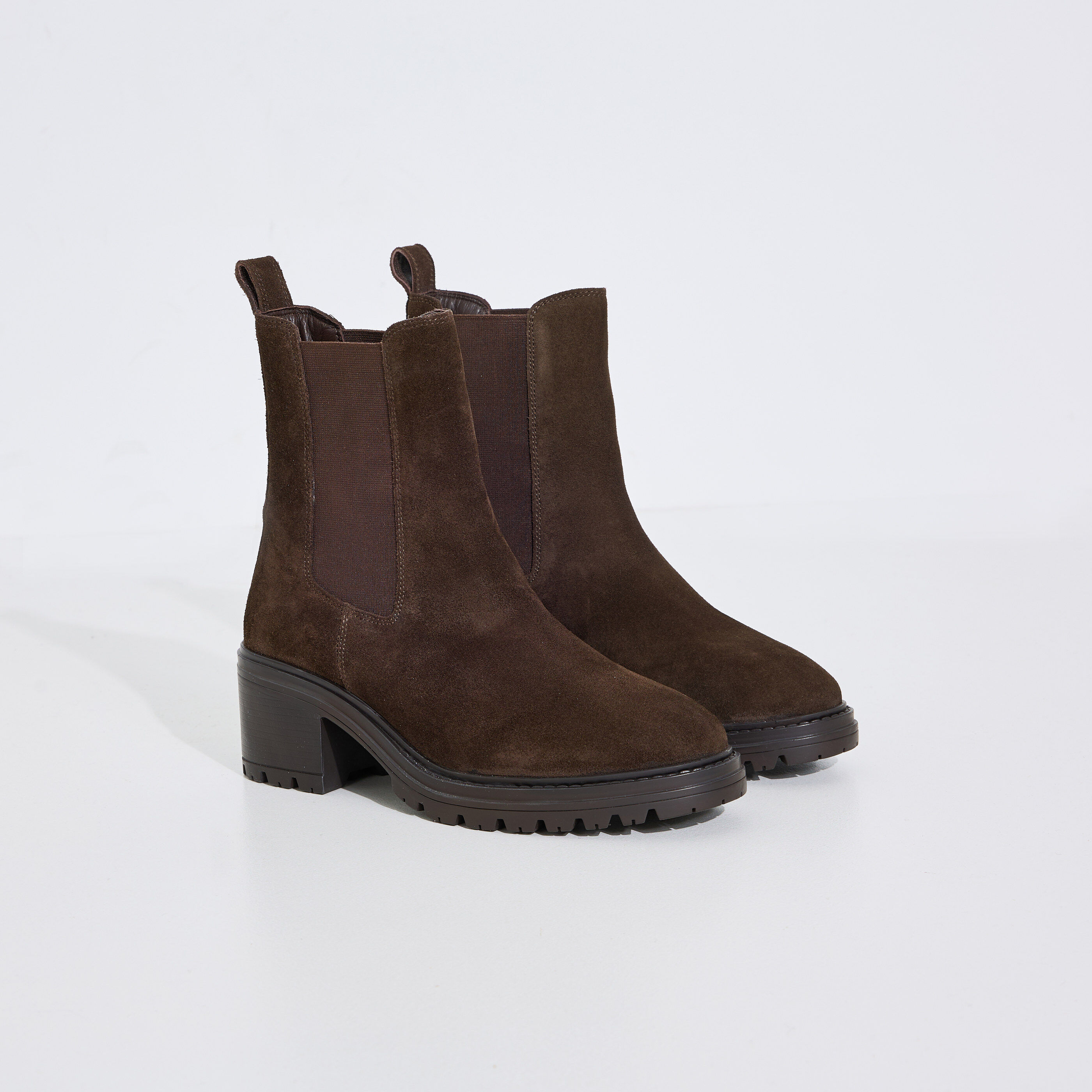 Boots &agrave; talon carr&eacute; avec &eacute;lastique femme
