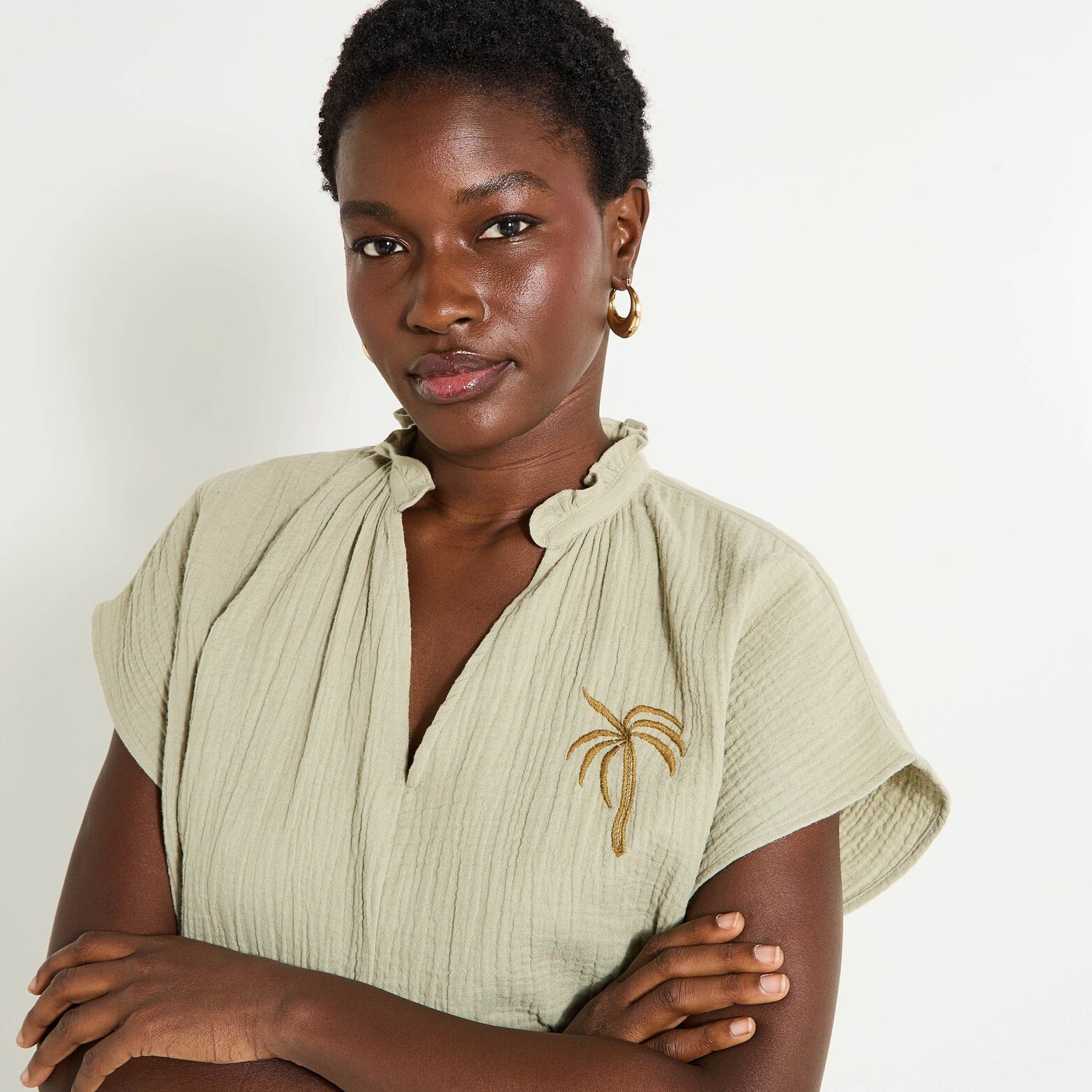 Blouse col V femme