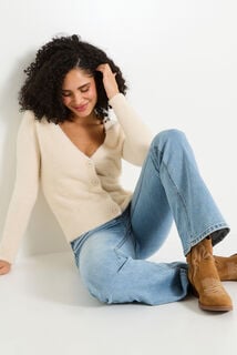 Gilet fluffy col V femme