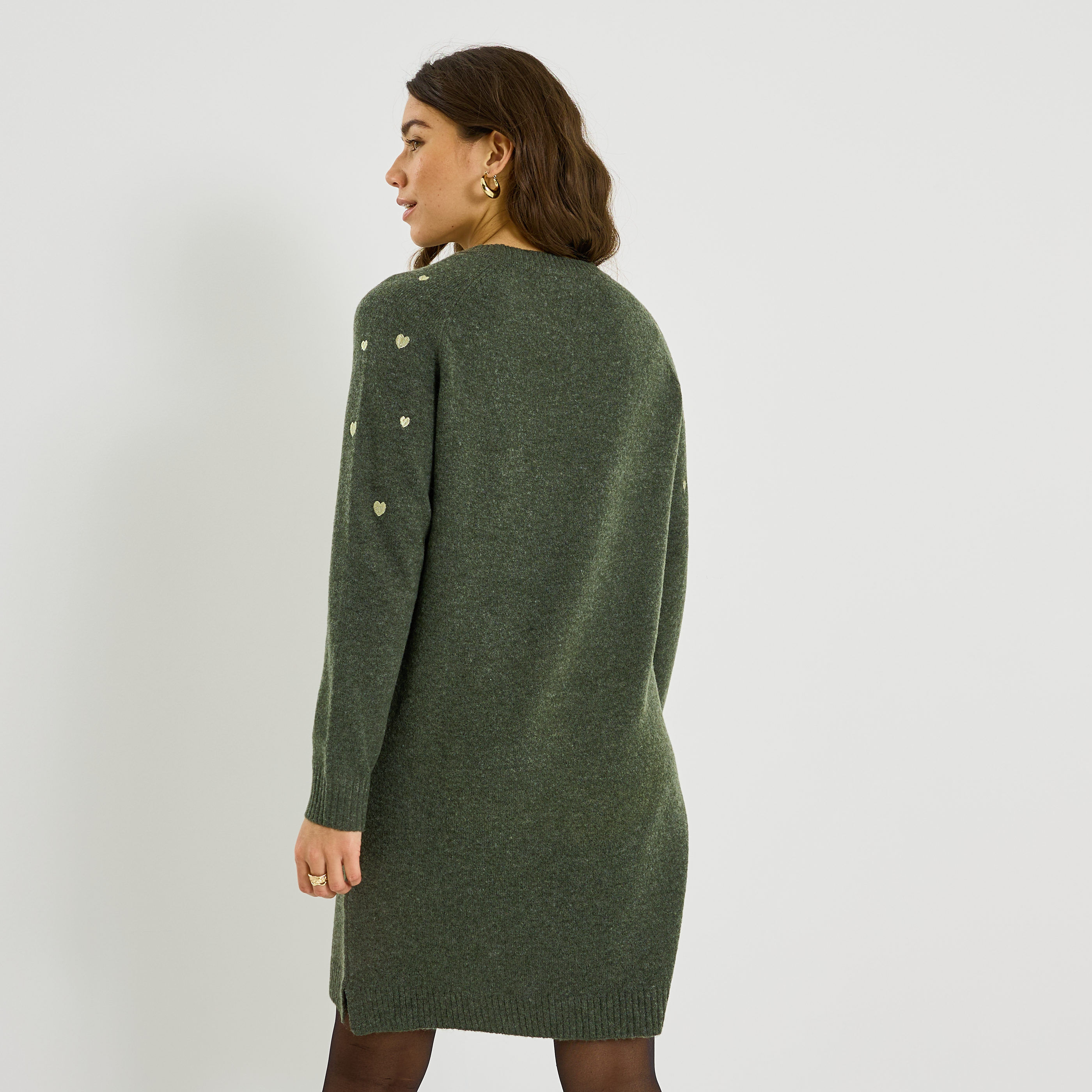 Robe pull c&oelig;urs brod&eacute;s femme