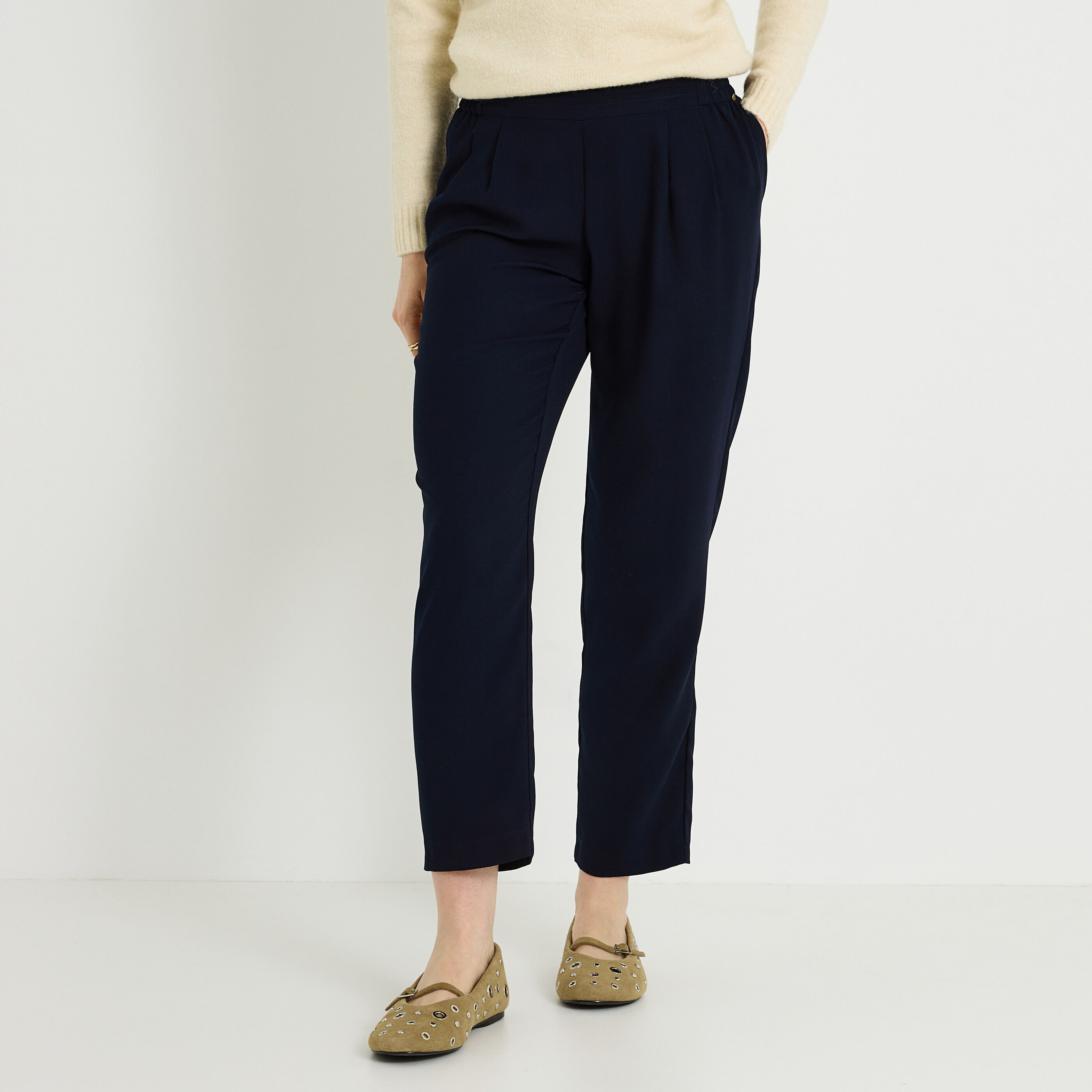 Pantalon fluide taille &eacute;lastiqu&eacute;e femme