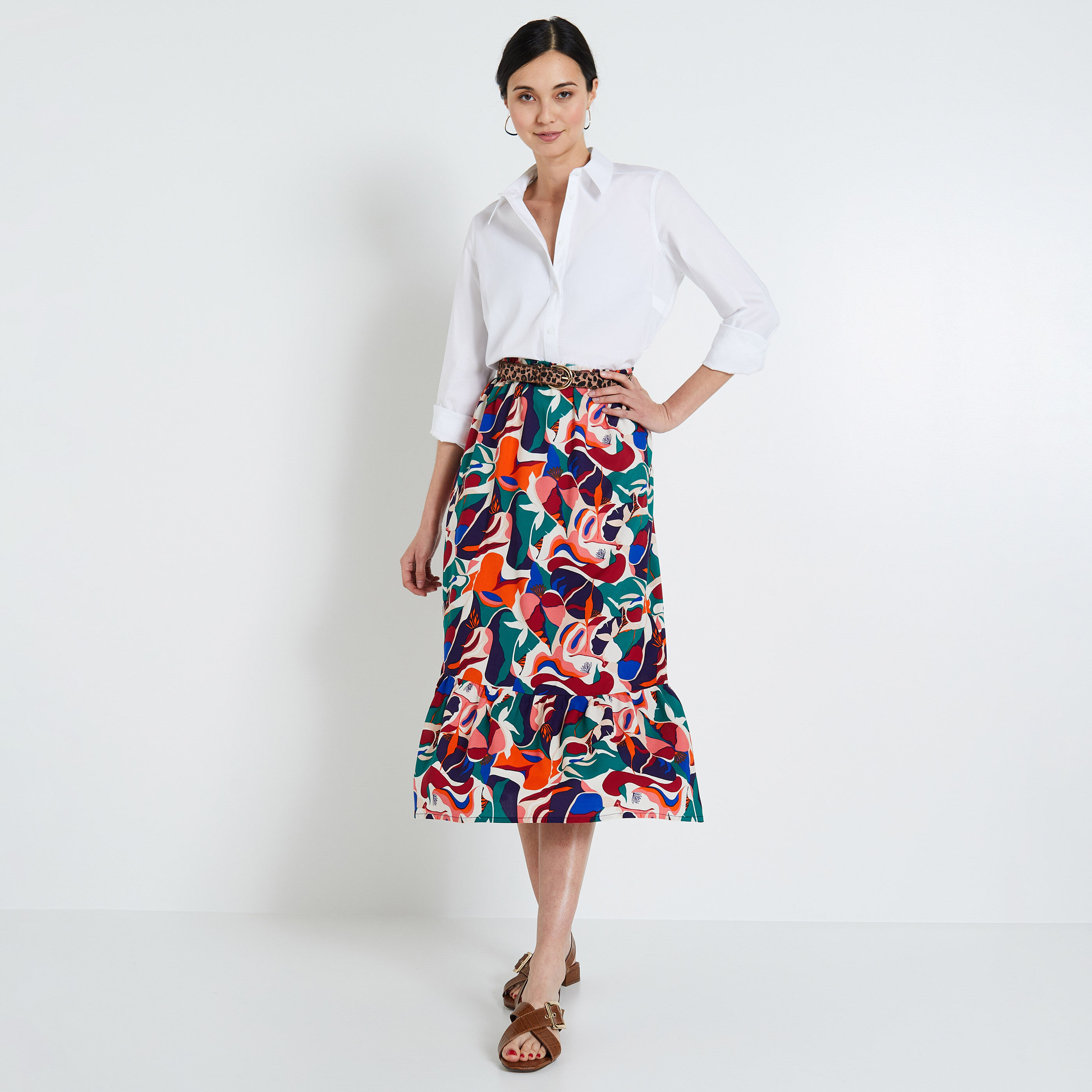 Jupe longue imprim&eacute;e femme