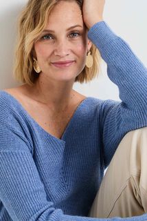 Pull col V femme