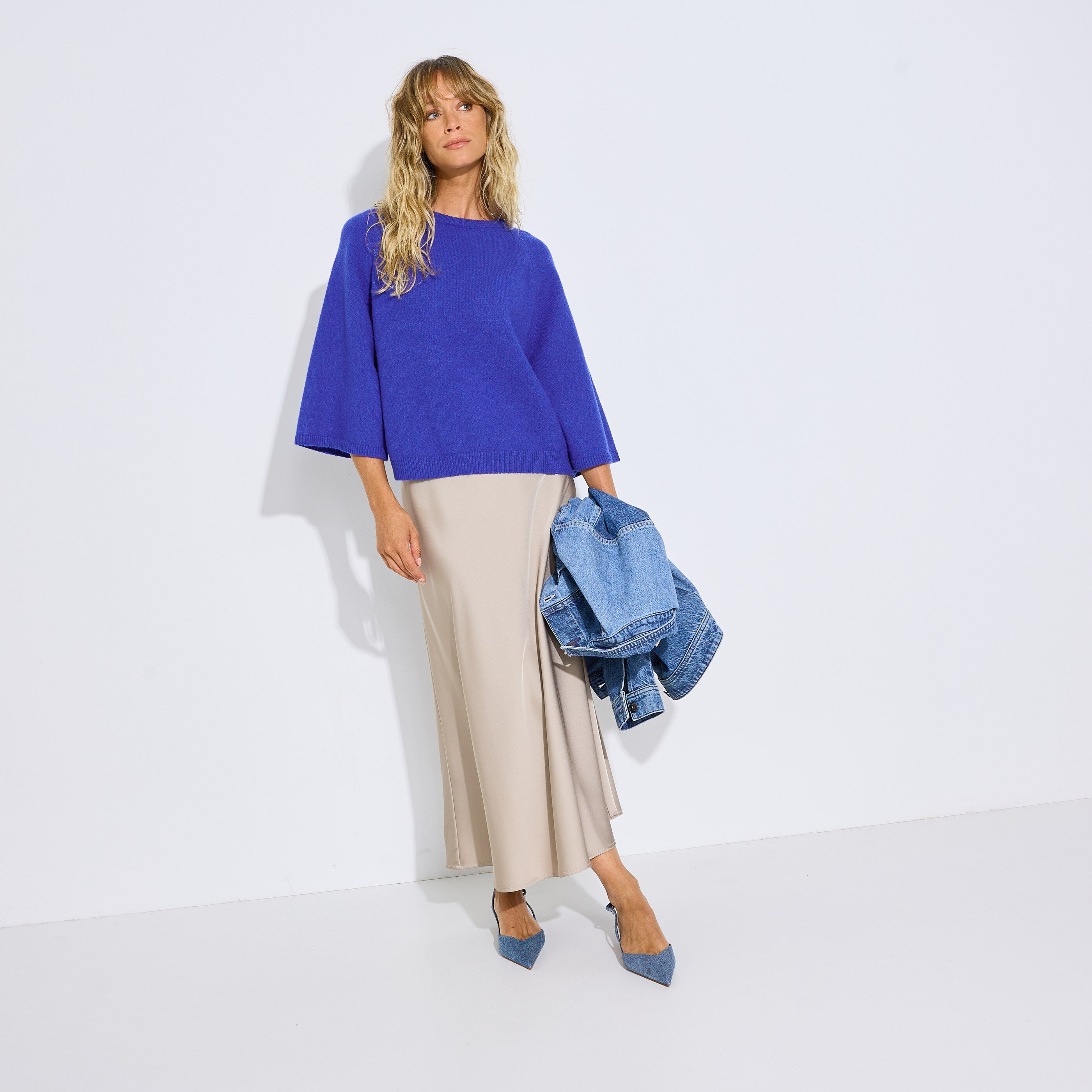 Pull manches 3/4 chauve-souris femme