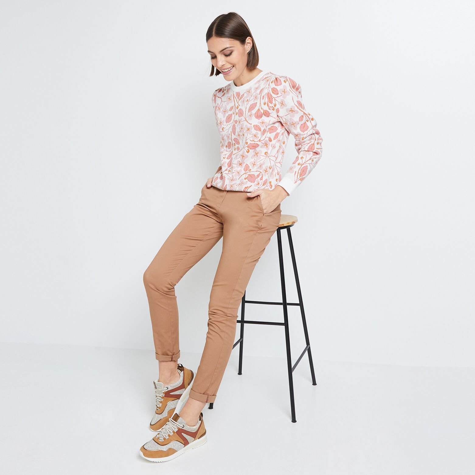 Pantalon chino avec ceinture femme
