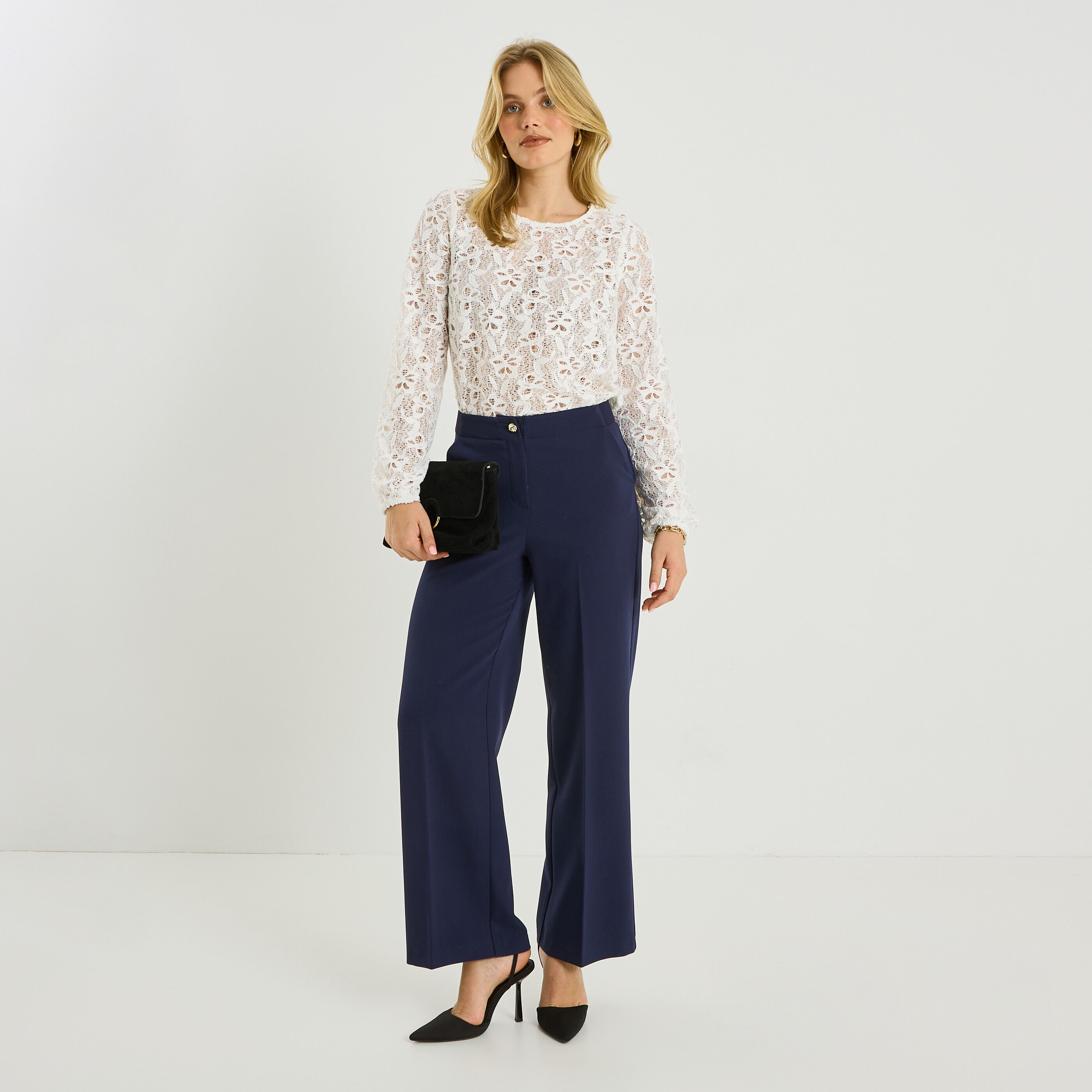 Blouse d&eacute;tails ajour&eacute;s femme
