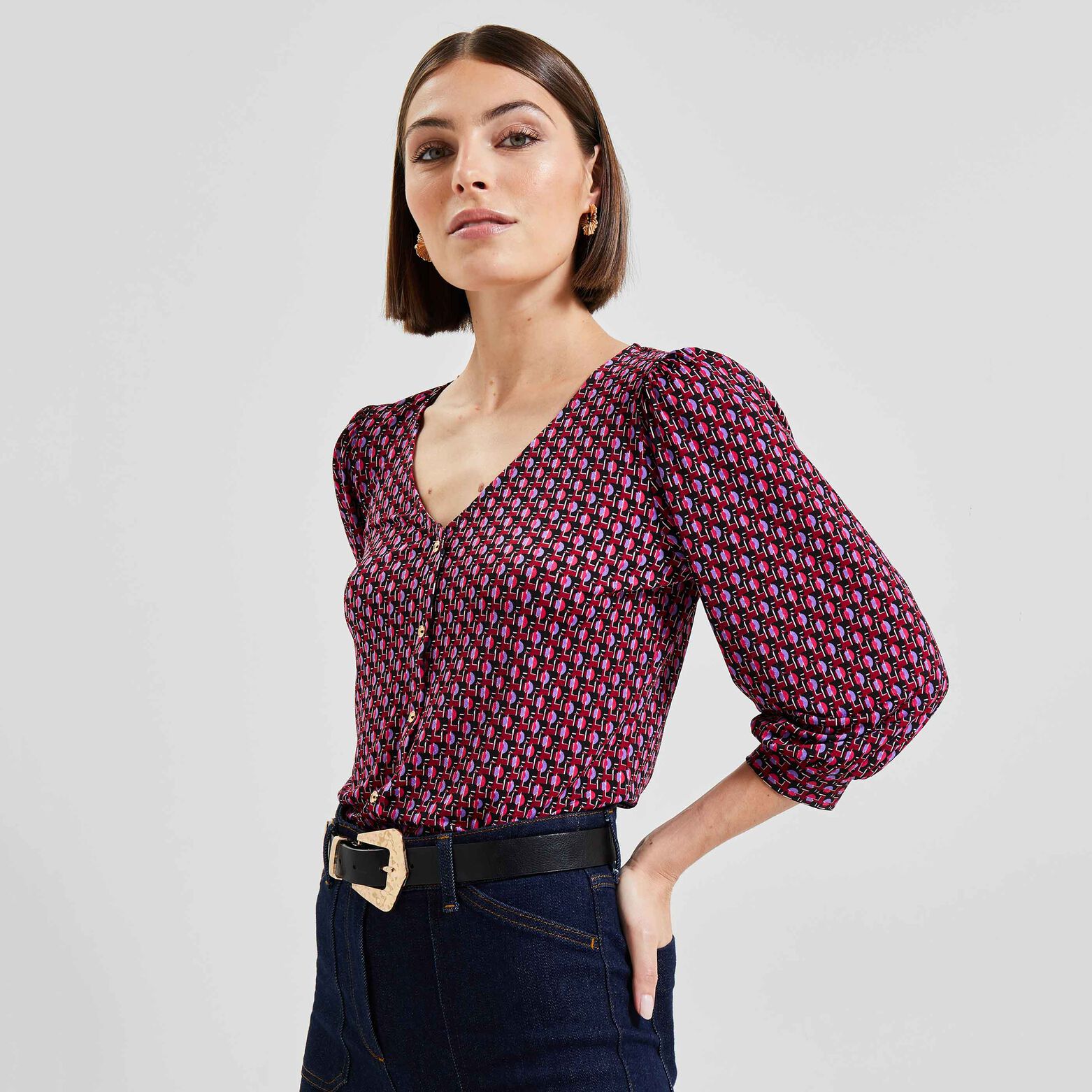 Tshirt imprimé manches bouffantes femme