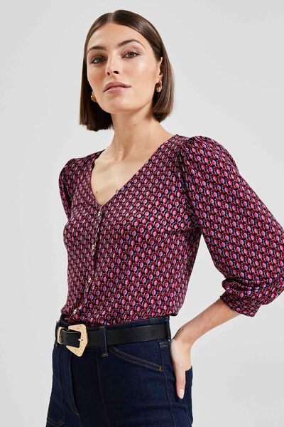 Tshirt imprimé manches bouffantes femme