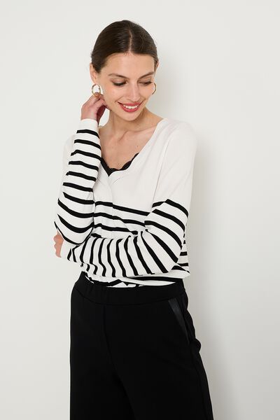 Pull col V femme