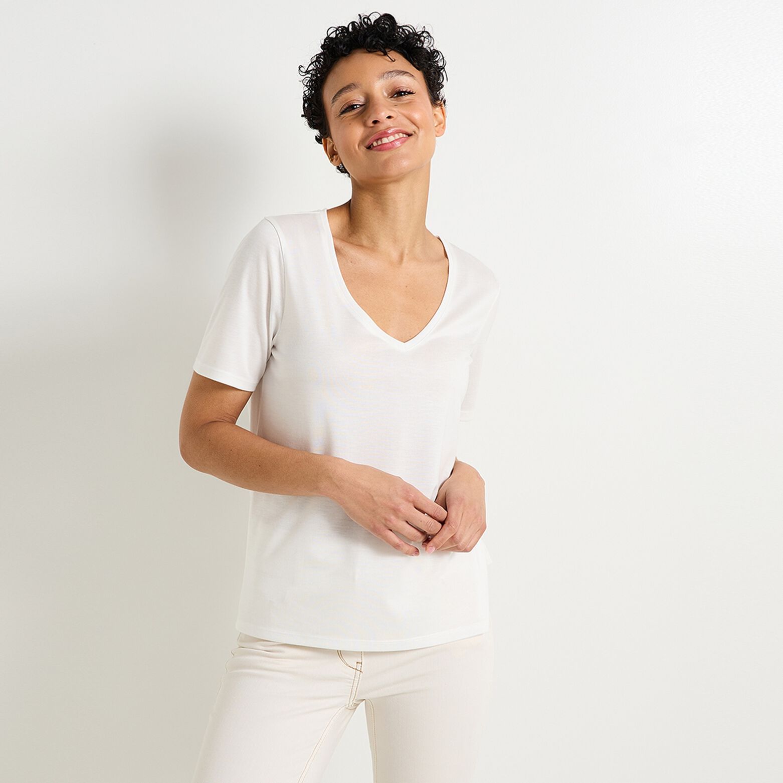 T-shirt col V femme