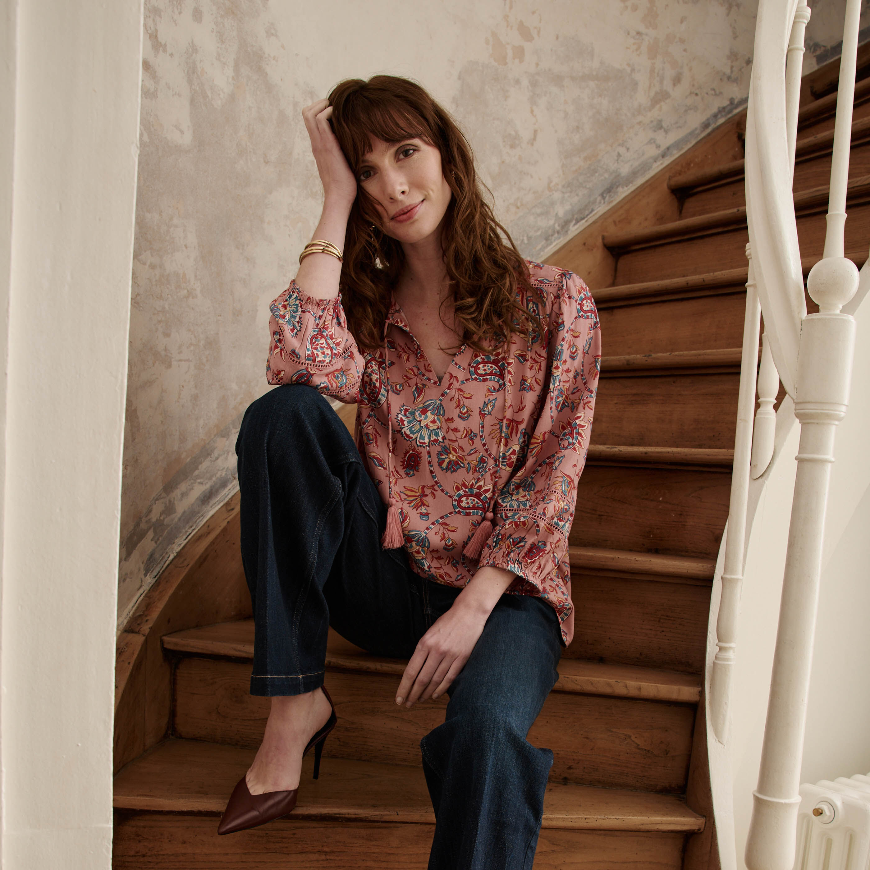 Blouse imprim&eacute; cachemire femme