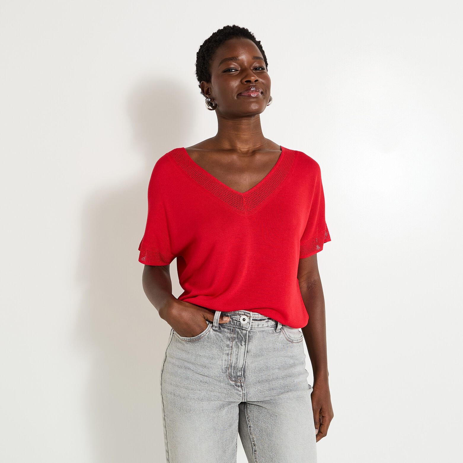 Pull manches courtes femme