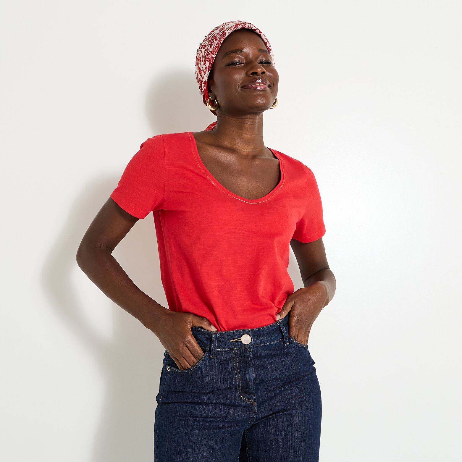 T-shirt col V femme