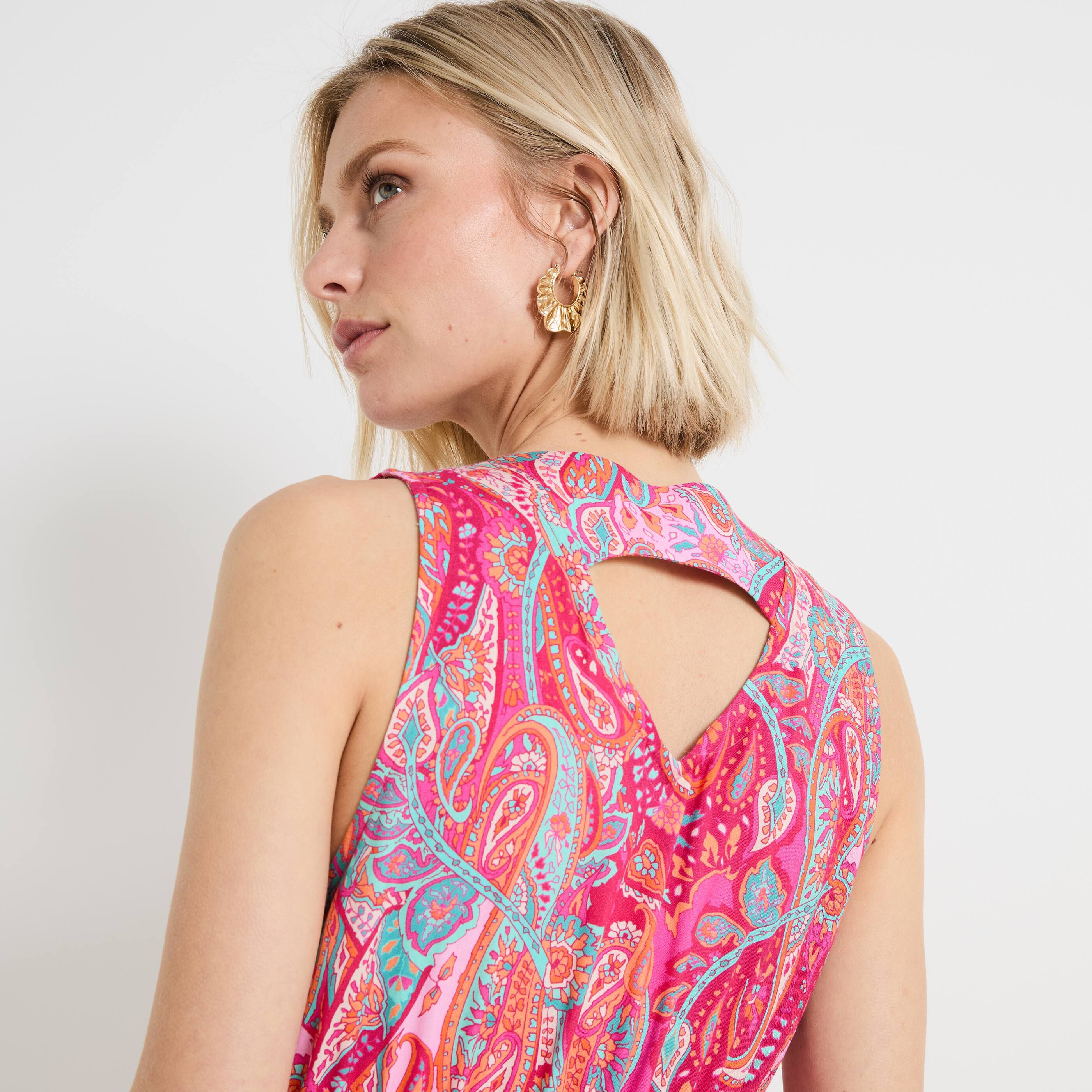 Robe longue imprim&eacute;e femme