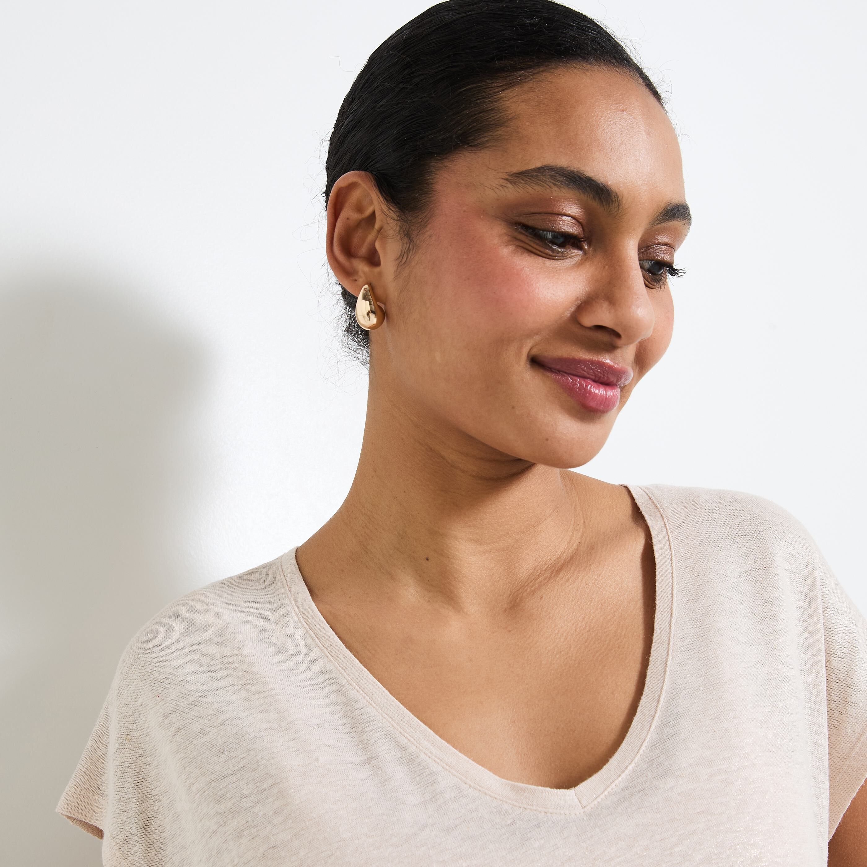 T-shirt en lin m&eacute;lang&eacute; femme