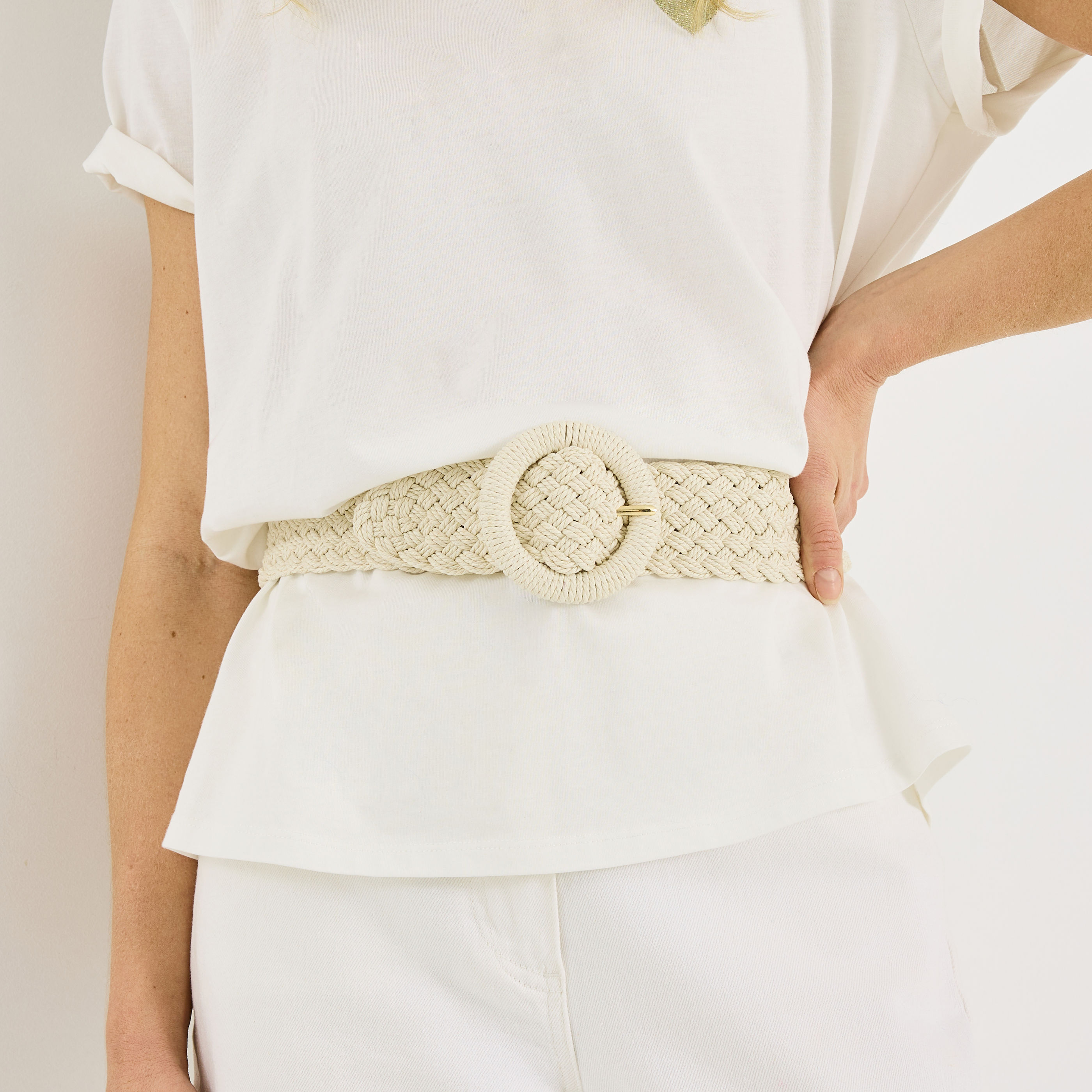 Ceinture large tress&eacute;e femme